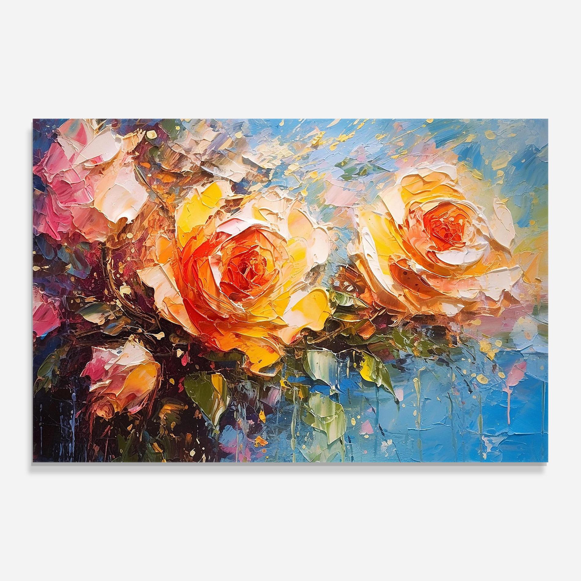 Tablou Sticla Orange Roses Painting mockup 0
