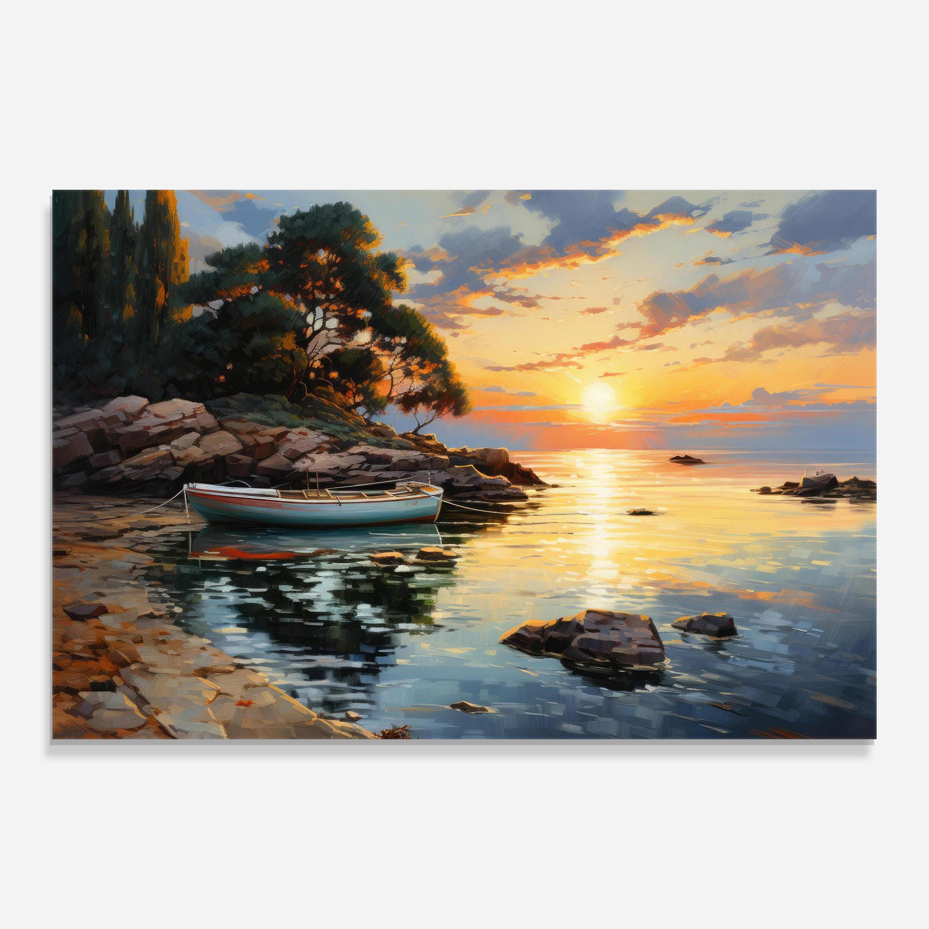 Tablou Sticla Sunset Sea Art mockup 0