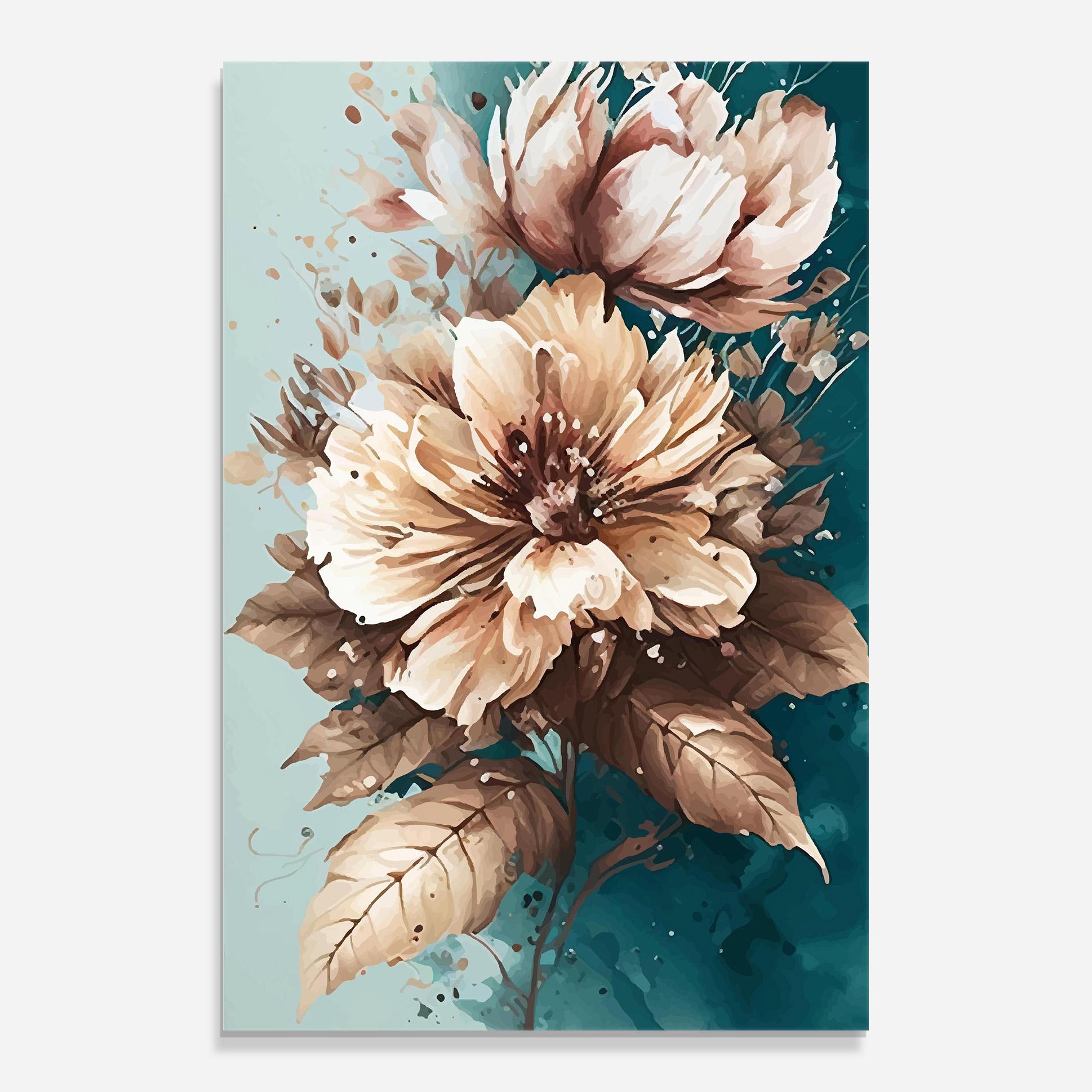 Tablou Sticla Flower Green Watercolor mockup 0