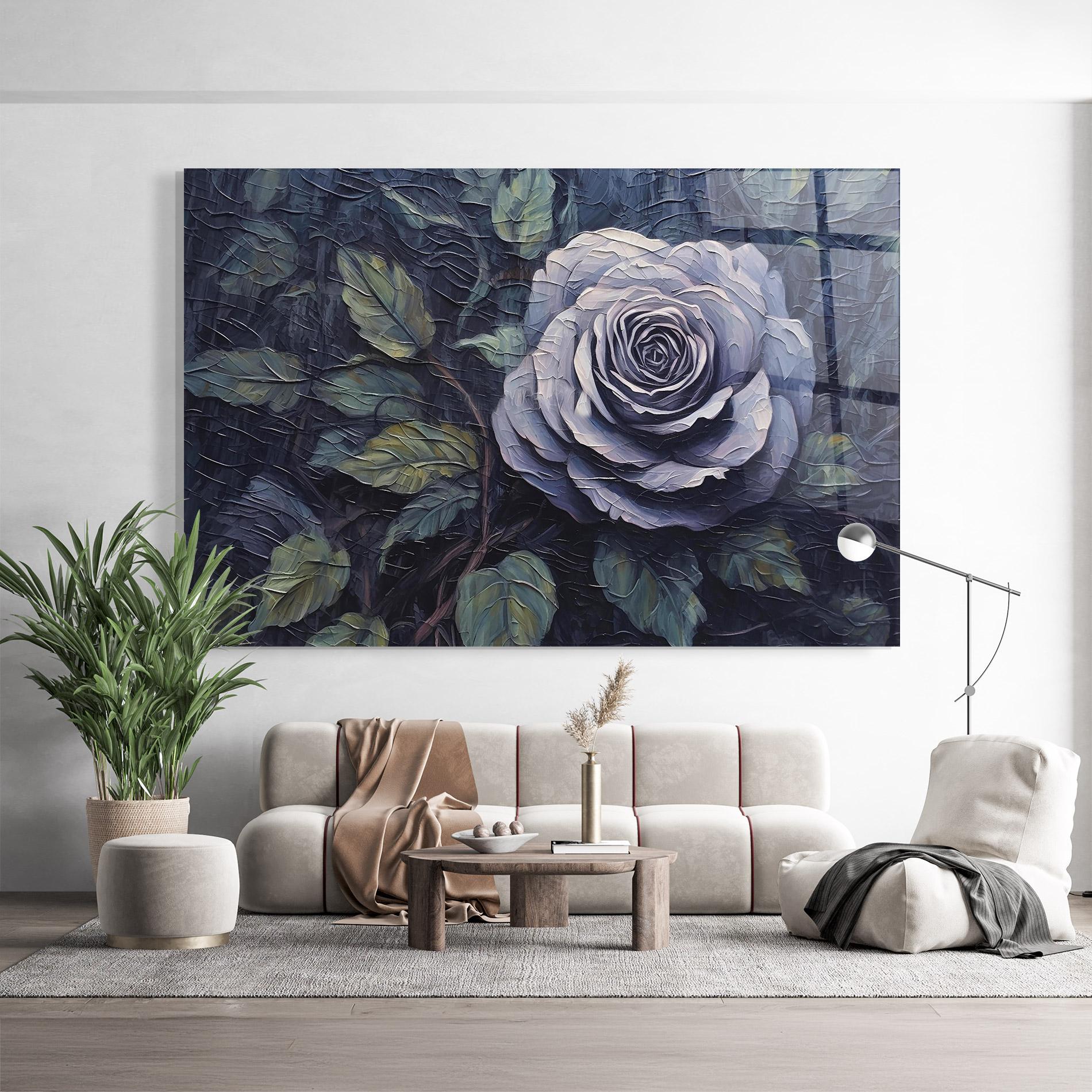 Tablou Sticla Blue Rose Art mockup 9