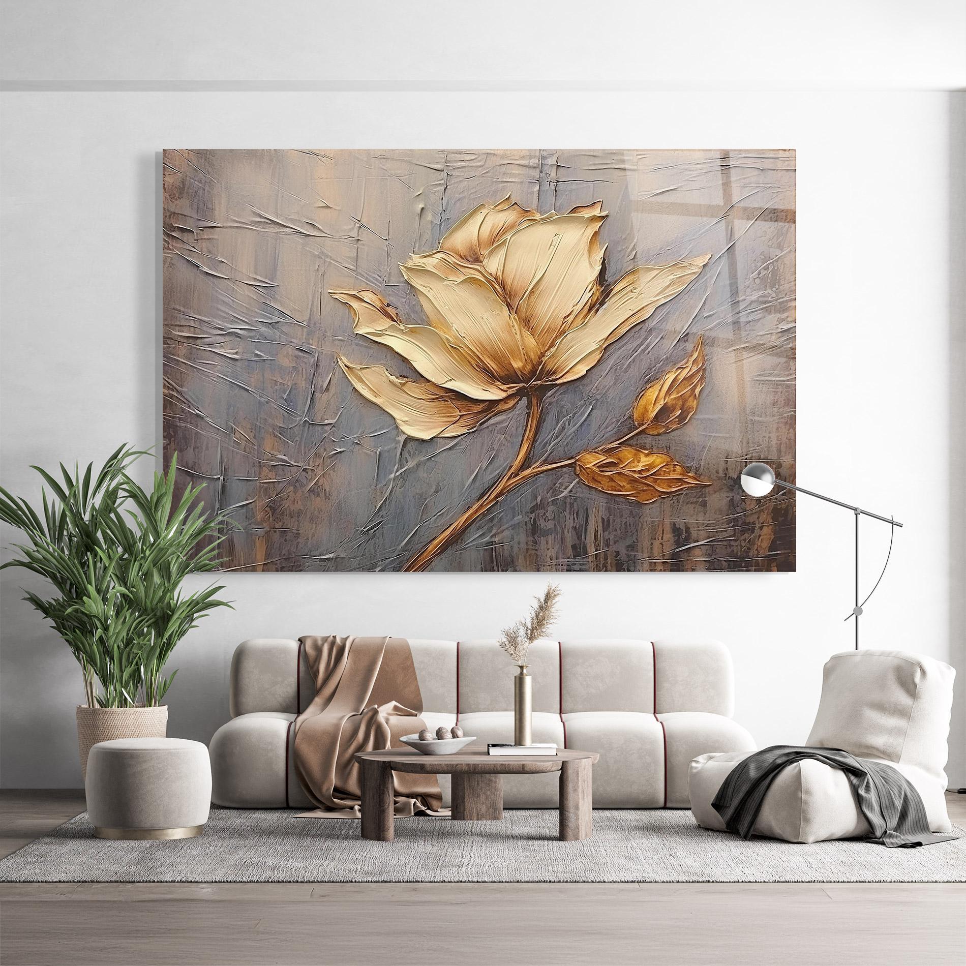 Tablou Sticla Cream Rose On Blue mockup 9