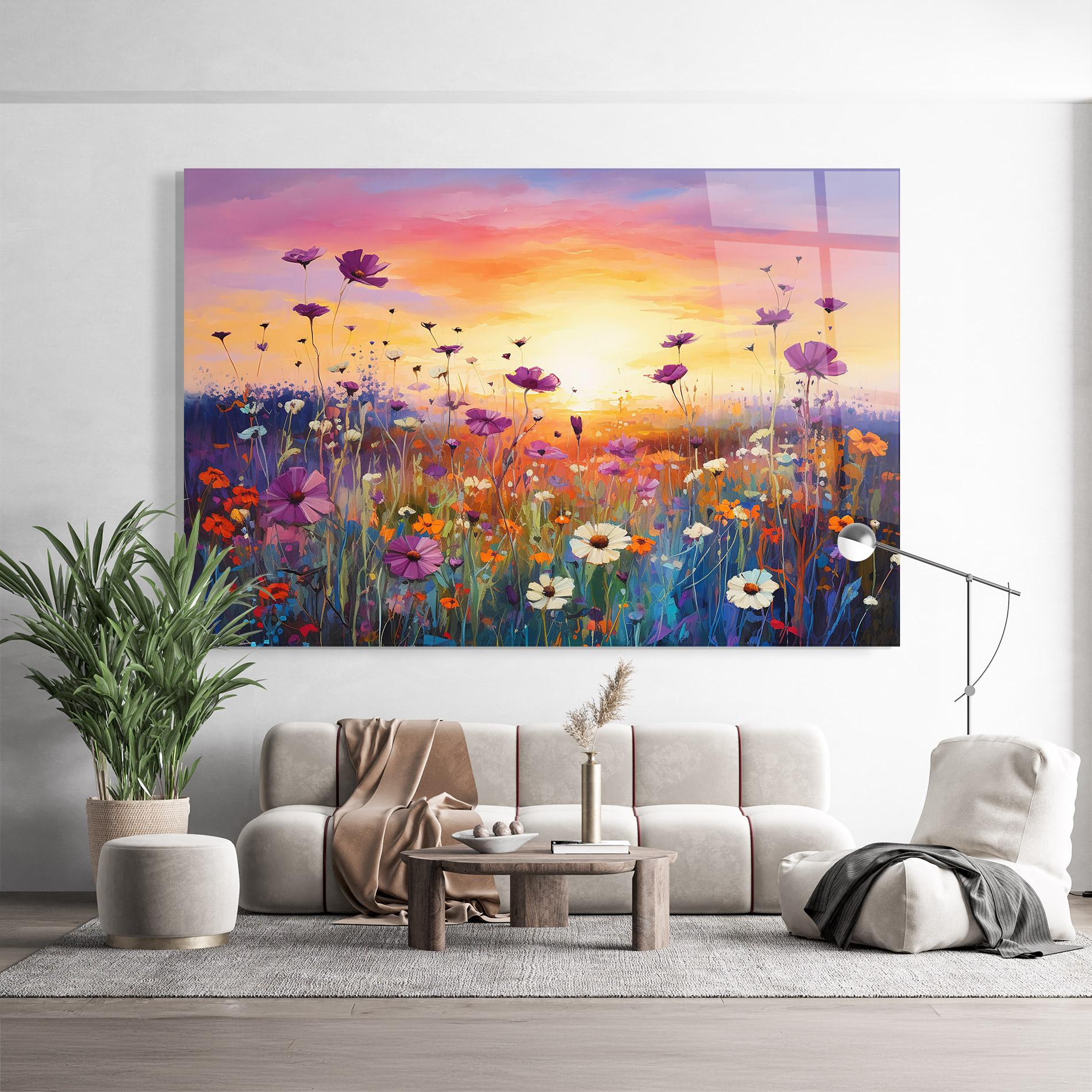 Tablou Sticla Dreamy Field Flowers mockup 9