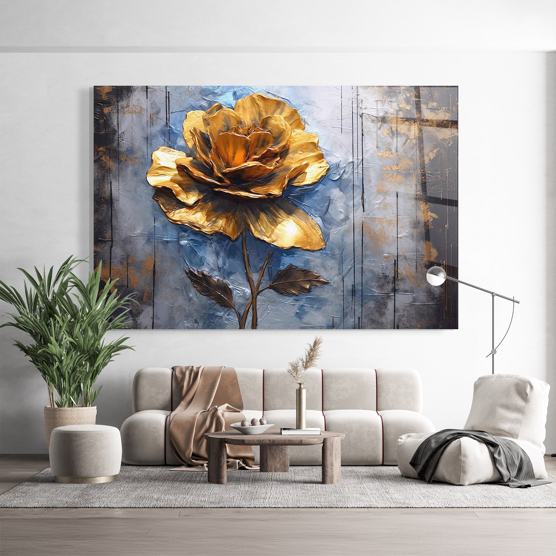 Golden Rose Art On Blue mockup 9