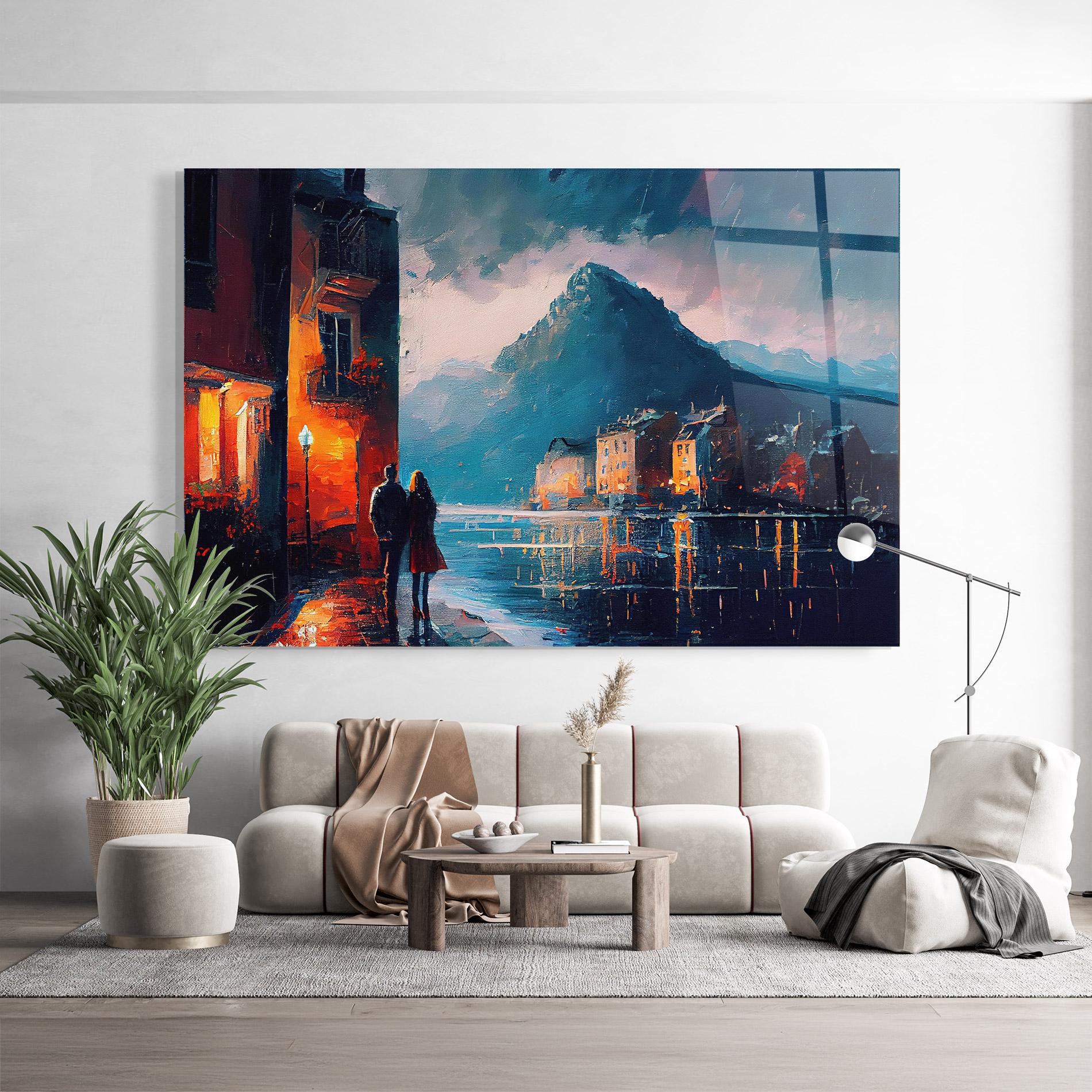 Tablou Sticla Mountain Couple Art mockup 9