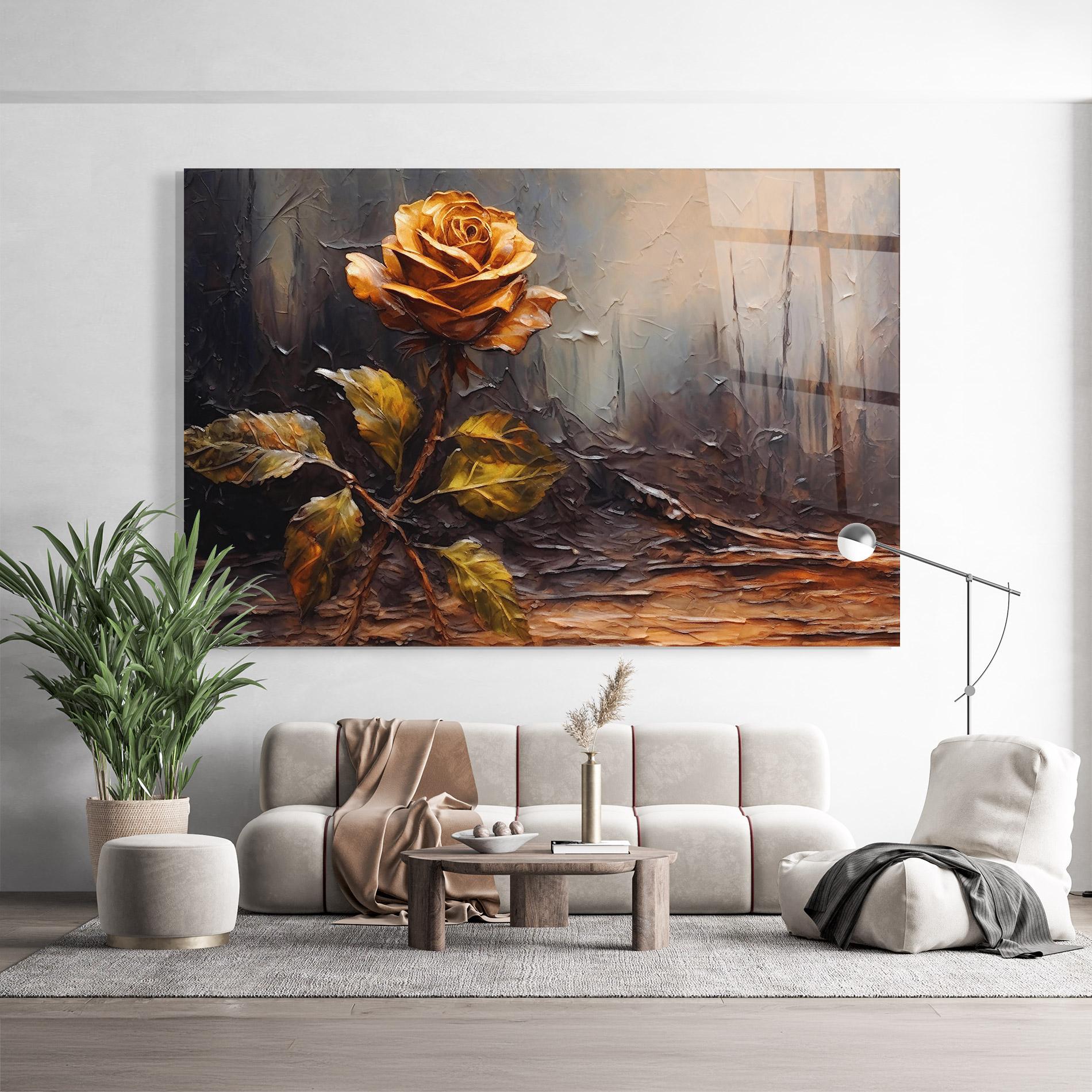 Tablou Sticla Orange Rose Art mockup 9