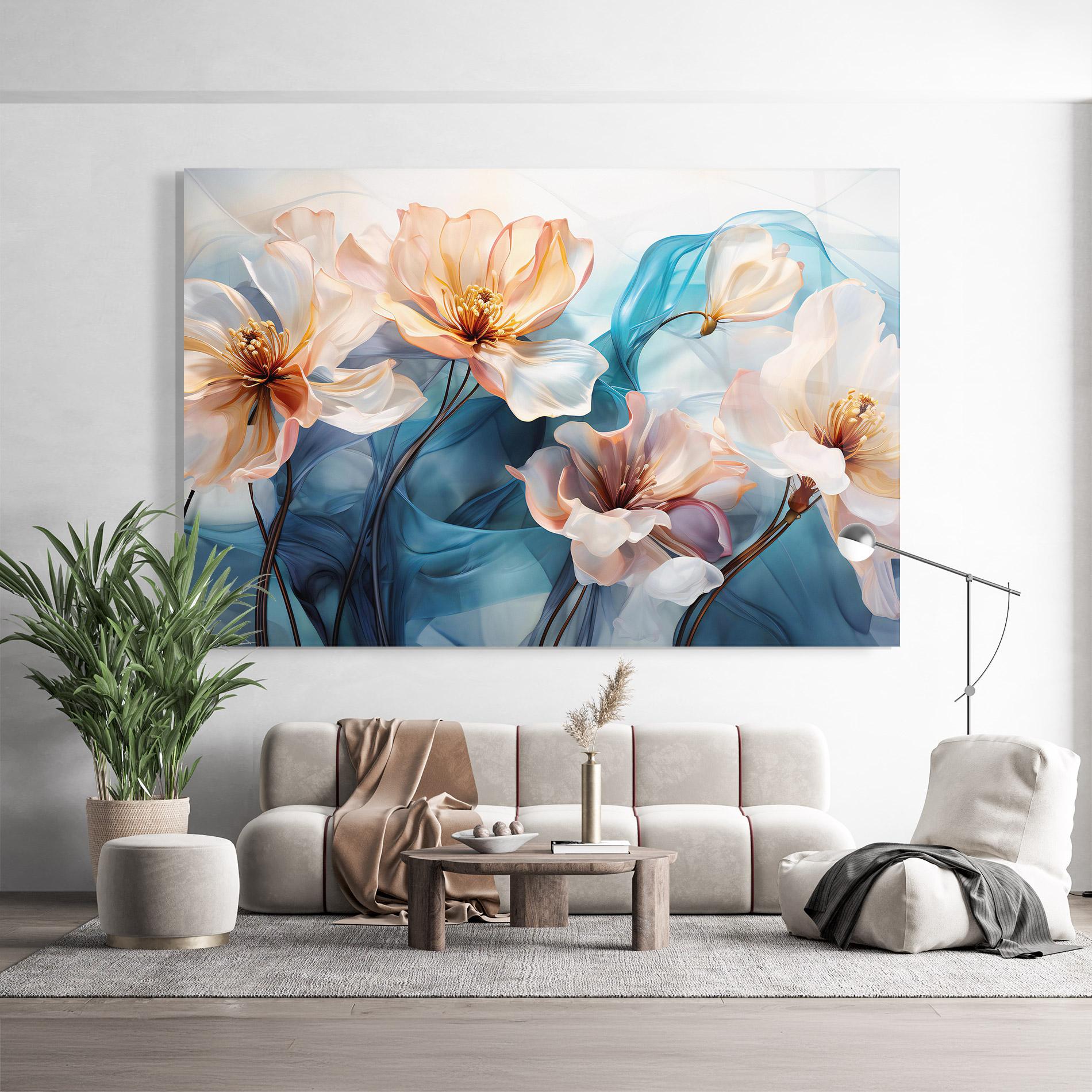 Tablou Sticla Pink Flowers Floating mockup 9