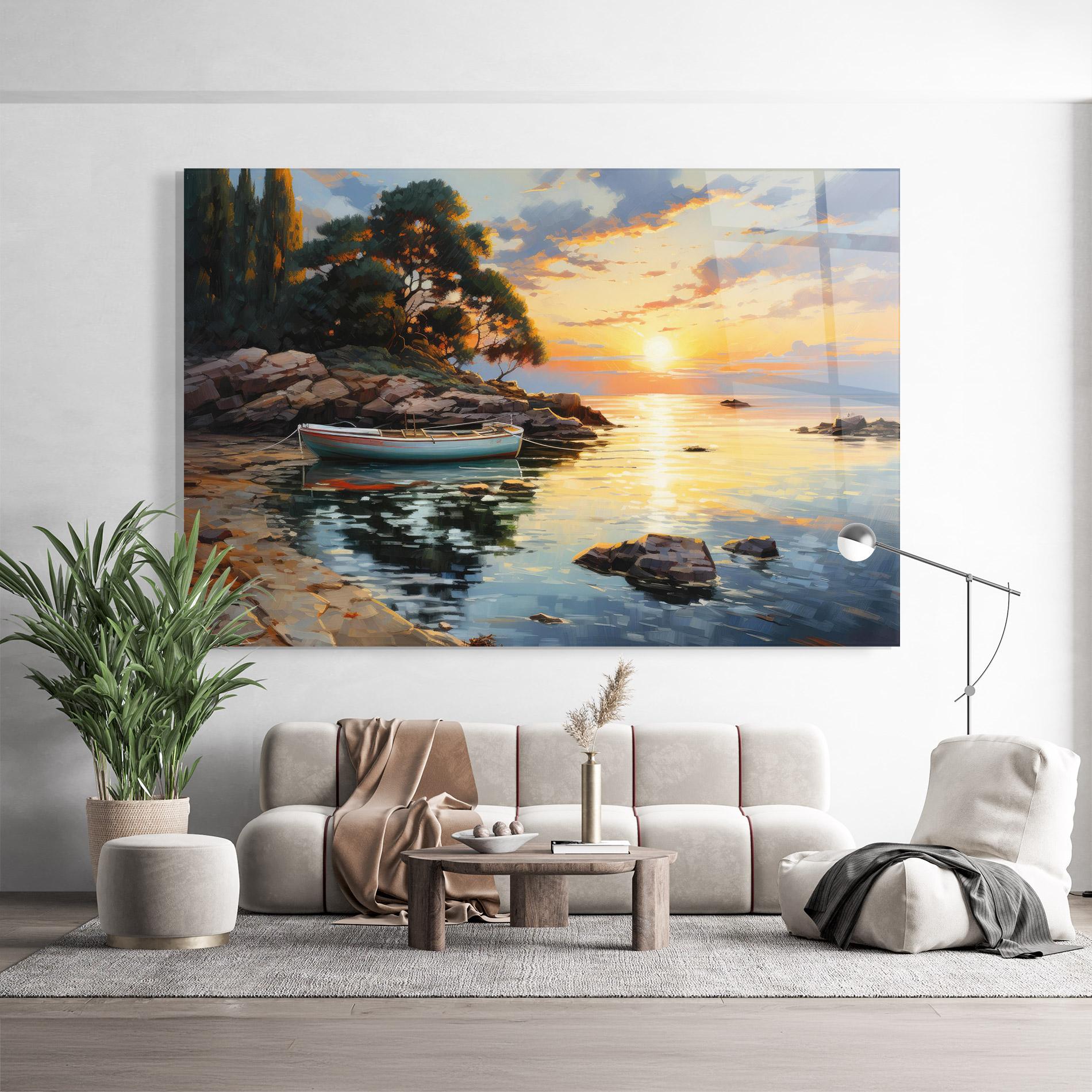 Tablou Sticla Sunset Sea Art mockup 9