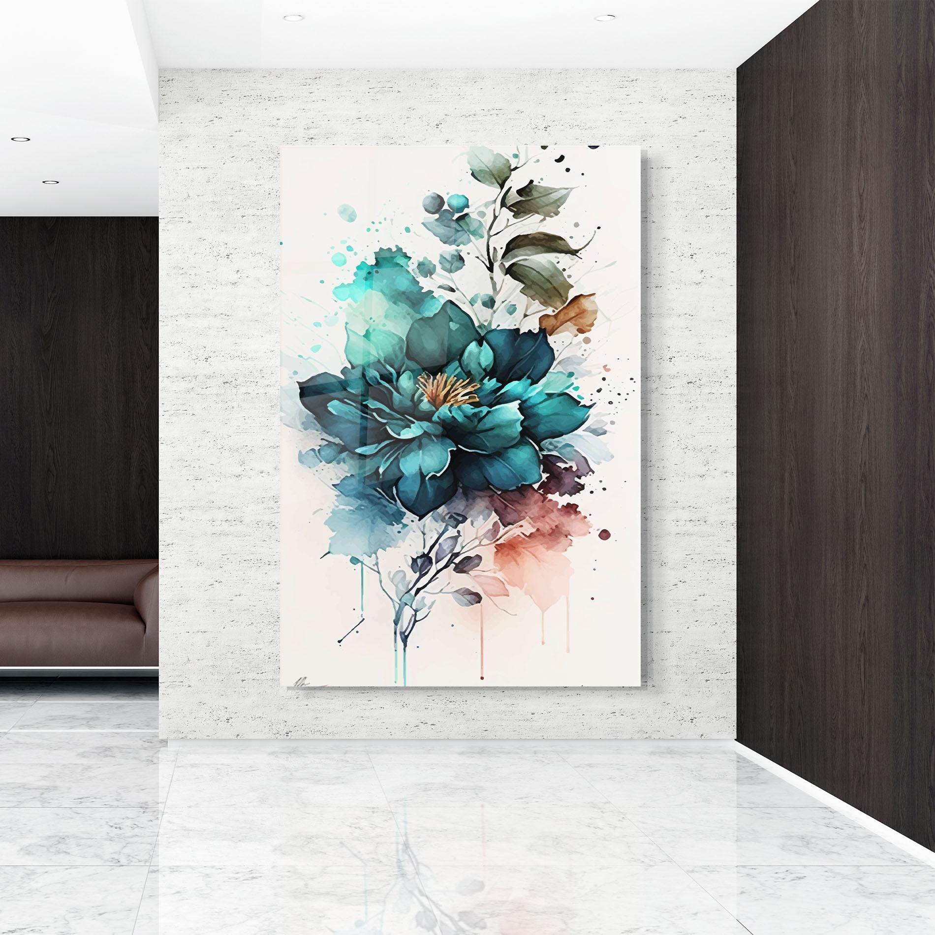 Tablou Sticla Flower Watercolor mockup 9