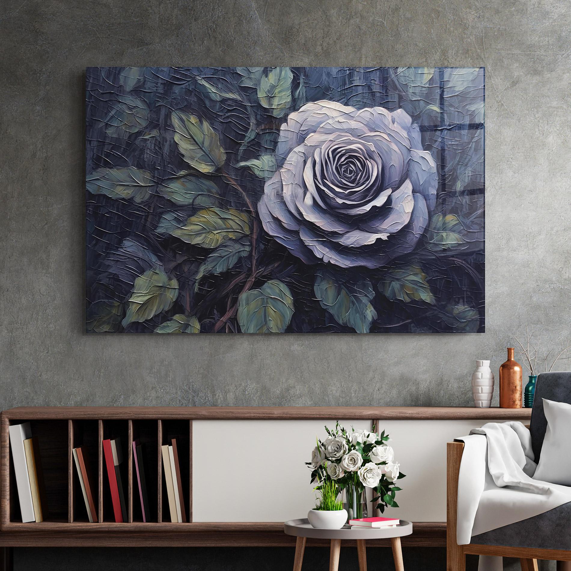 Tablou Sticla Blue Rose Art mockup 2
