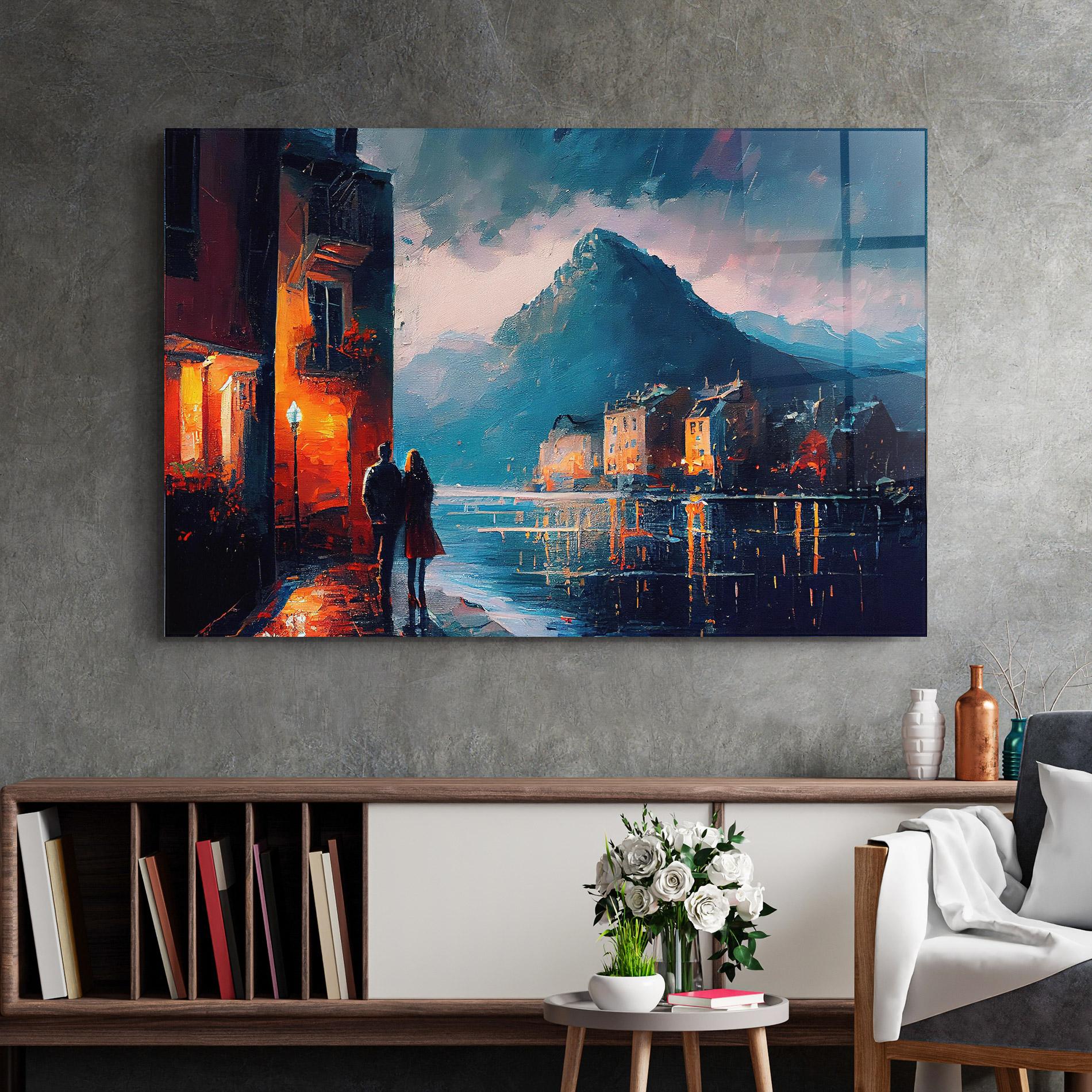 Tablou Sticla Mountain Couple Art mockup 2