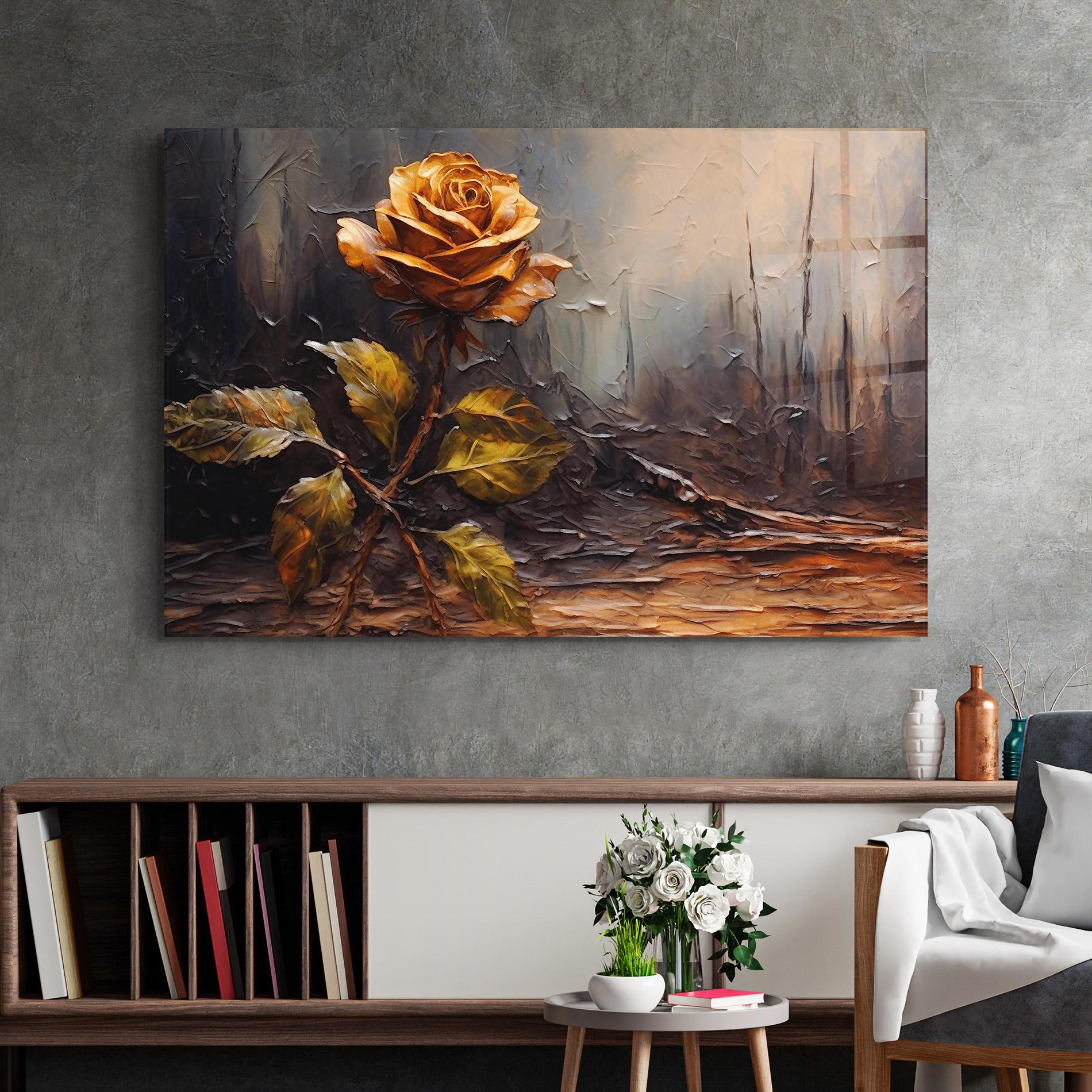 Tablou Sticla Orange Rose Art mockup 2