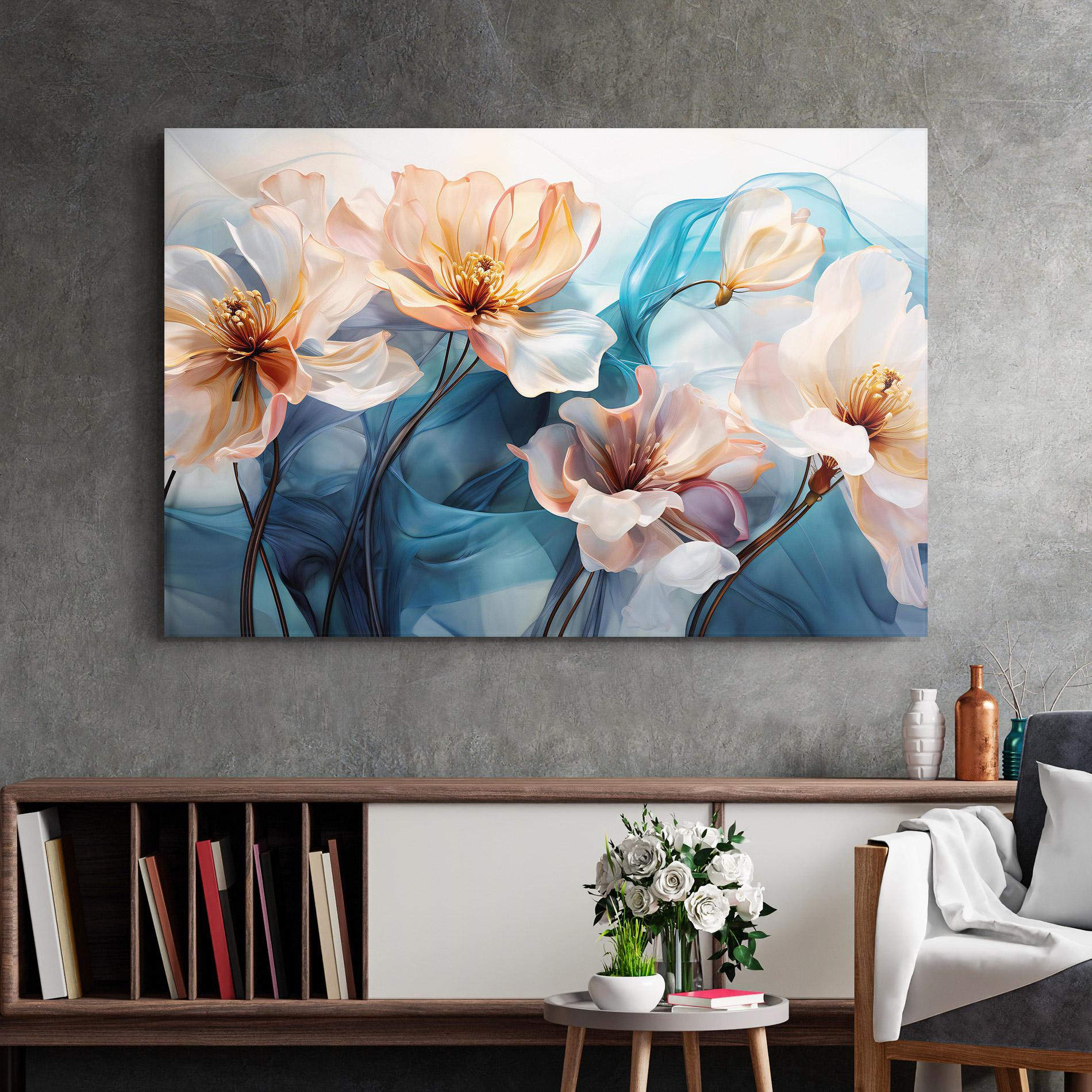 Tablou Sticla Pink Flowers Floating mockup 2