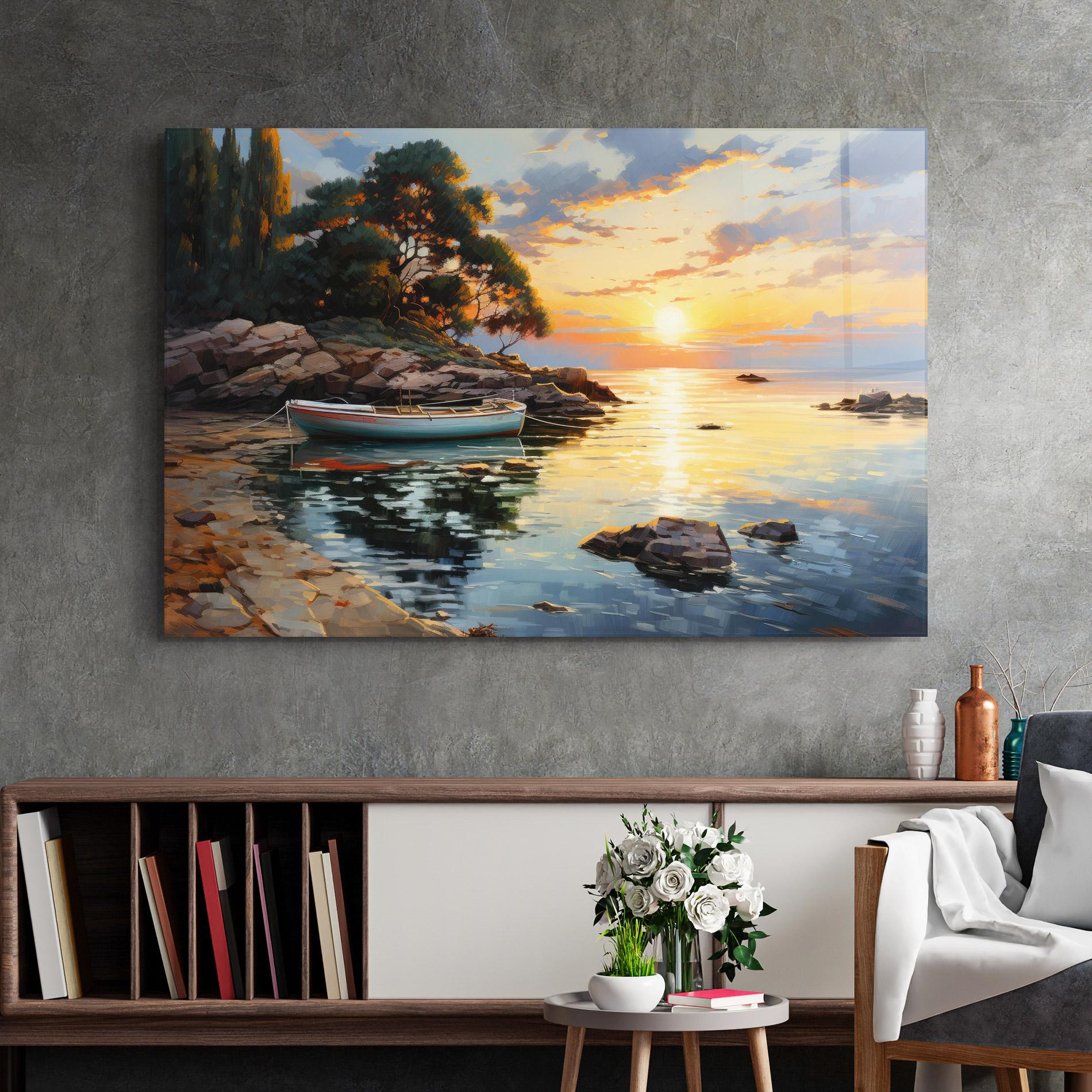 Tablou Sticla Sunset Sea Art mockup 2