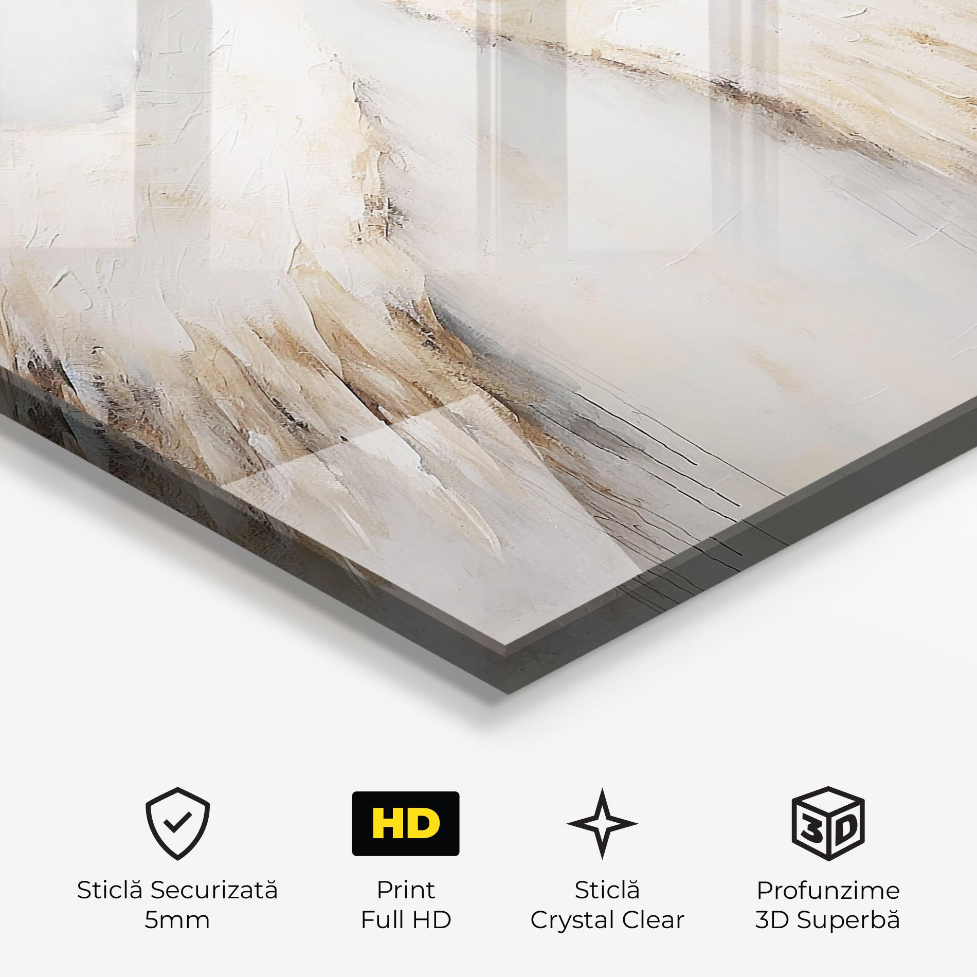 Tablou Sticla Cream White Wings mockup 3