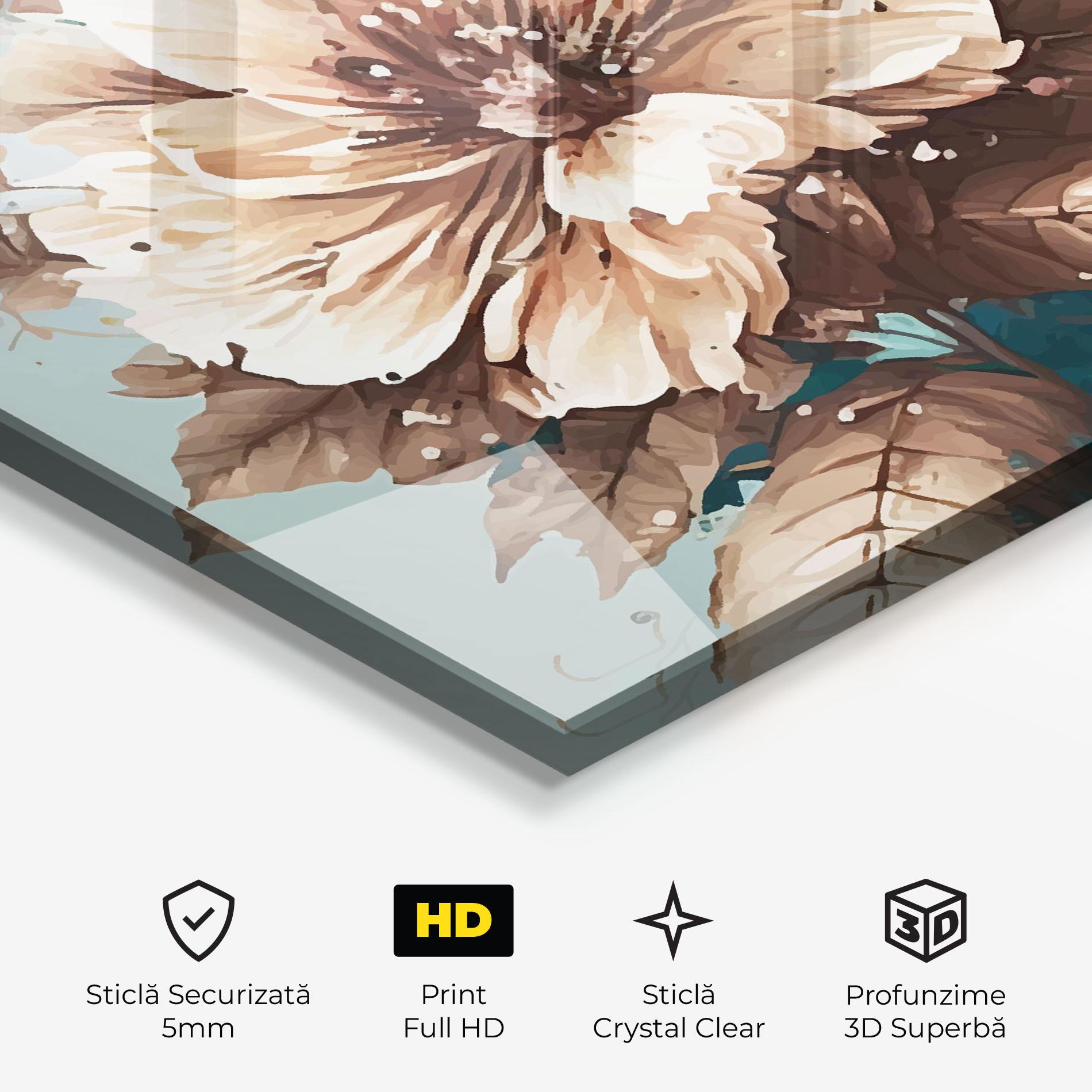 Tablou Sticla Flower Green Watercolor mockup 3
