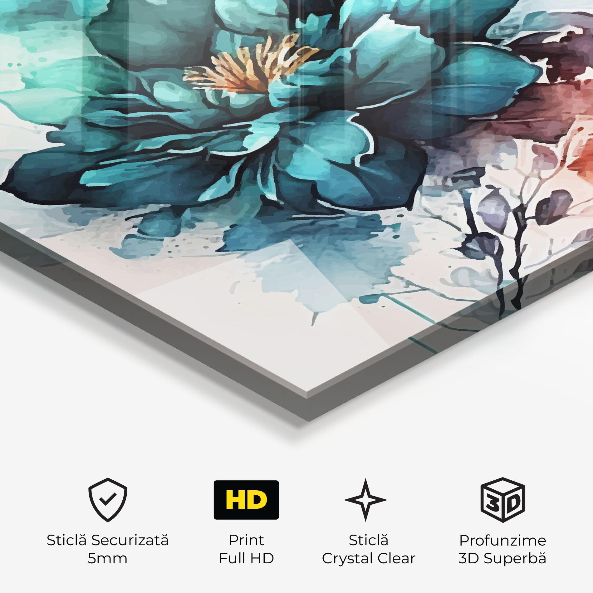 Tablou Sticla Flower Watercolor mockup 3