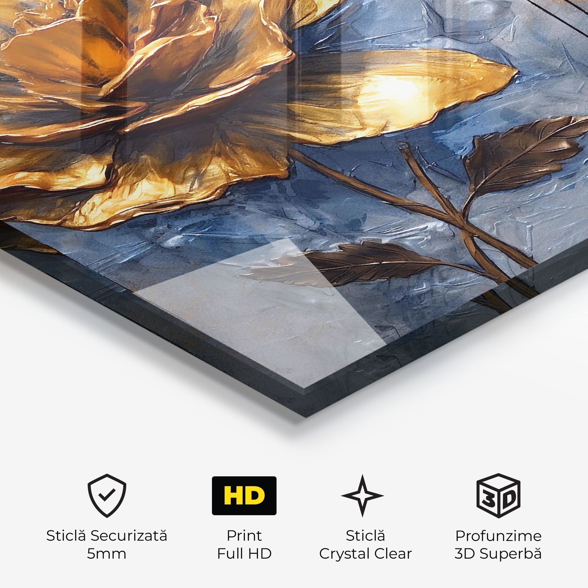 Golden Rose Art On Blue mockup 3