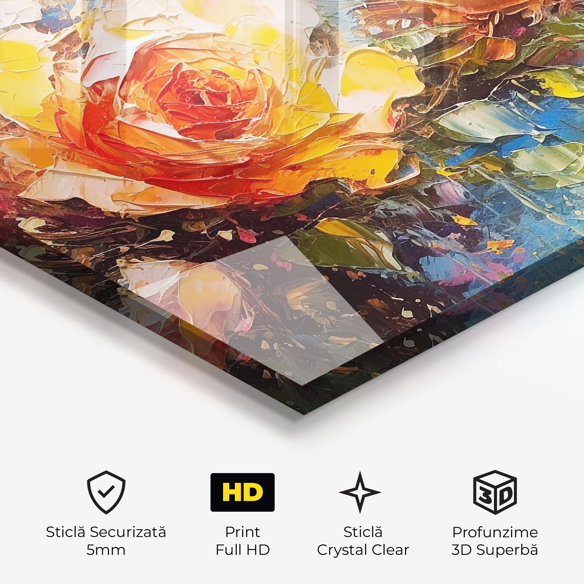 Tablou Sticla Orange Roses Painting mockup 3