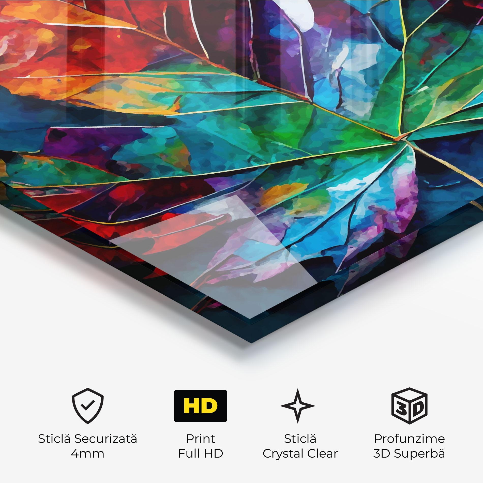 Tablou Sticla Colorful Leaf Mix mockup 3