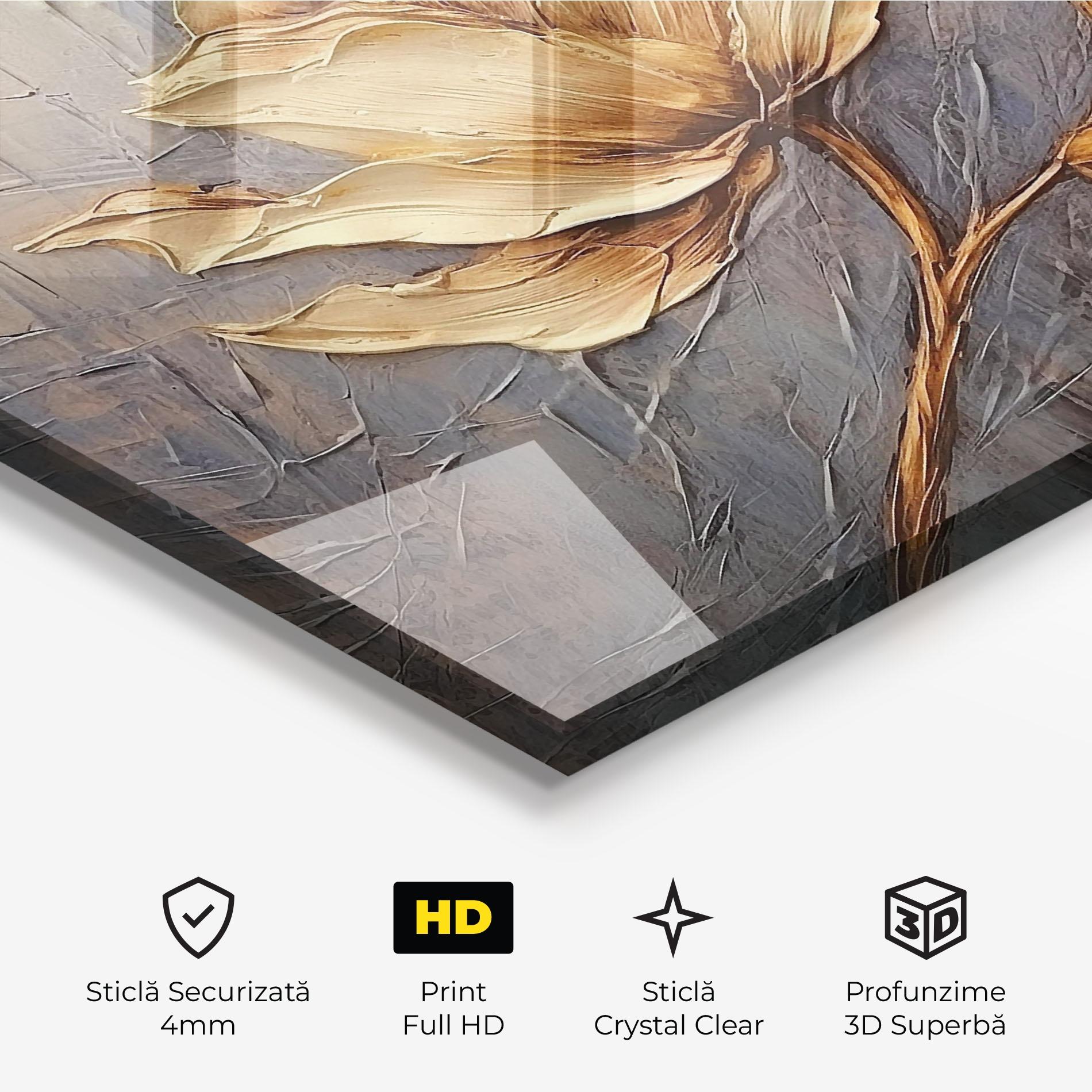 Tablou Sticla Cream Rose On Blue mockup 3