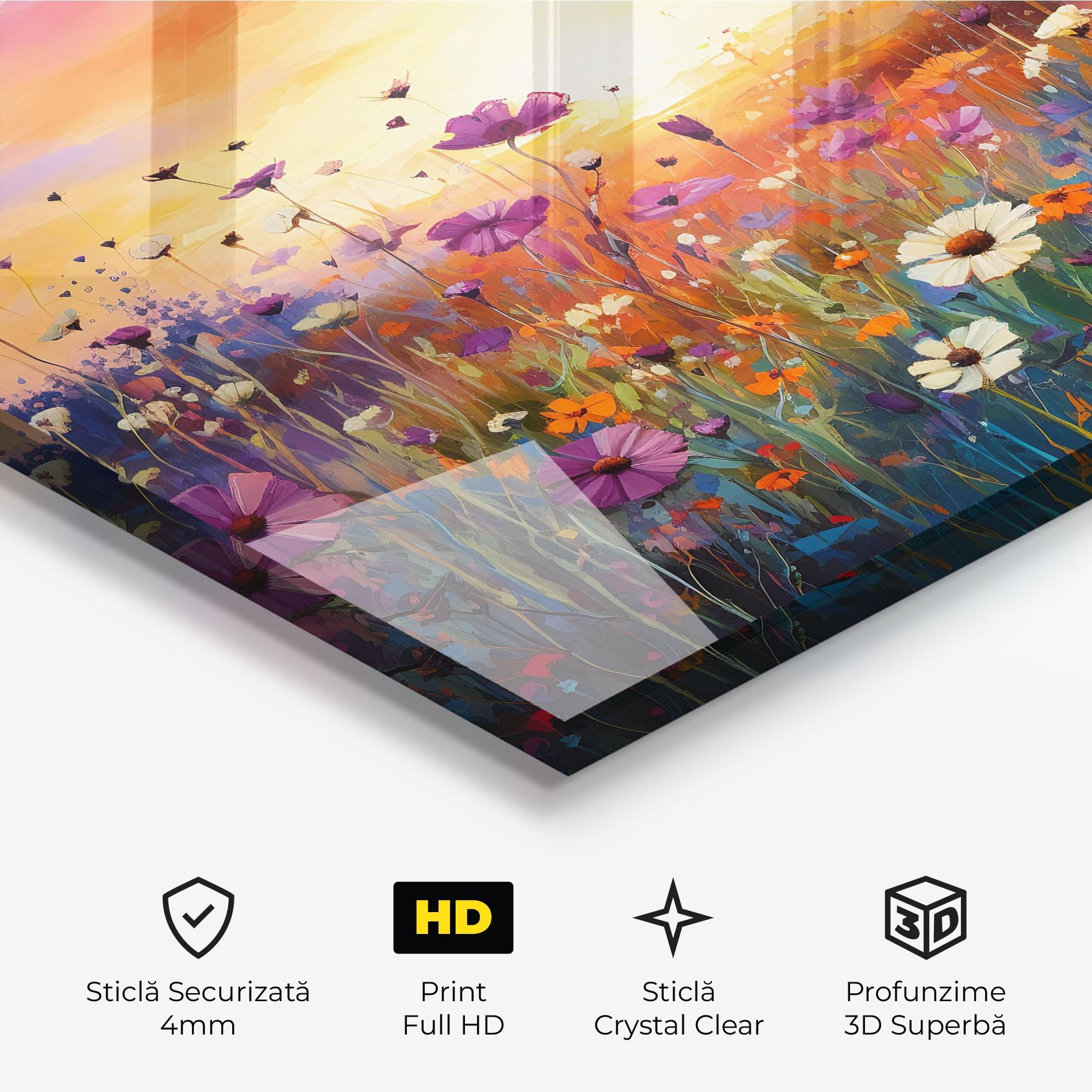 Tablou Sticla Dreamy Field Flowers mockup 3