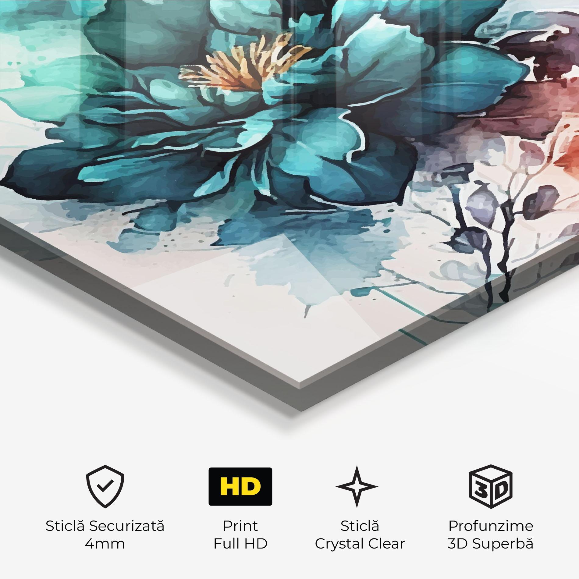 Tablou Sticla Flower Watercolor mockup 3