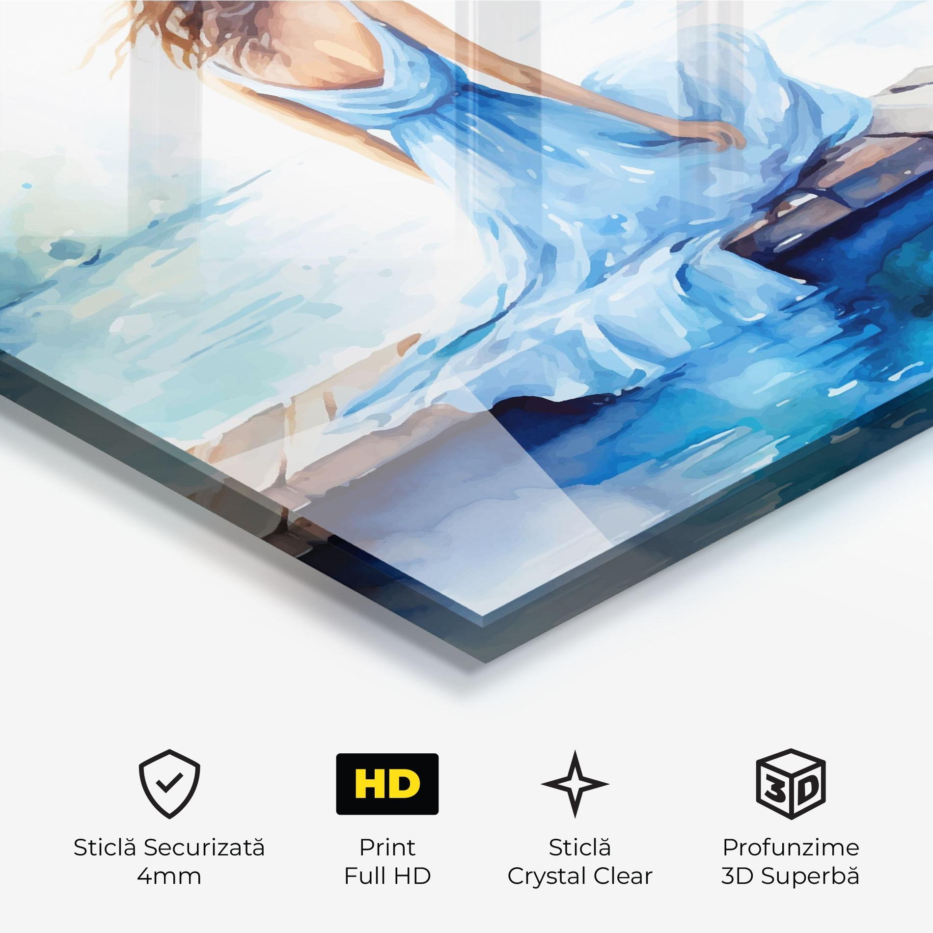 Tablou Sticla Lake Blue Woman mockup 3