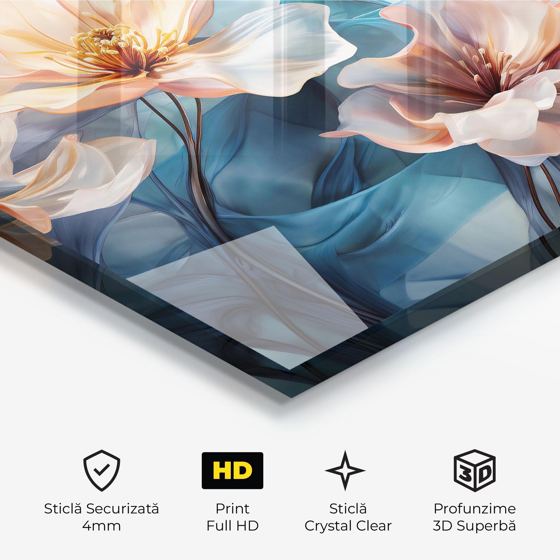 Tablou Sticla Pink Flowers Floating mockup 3