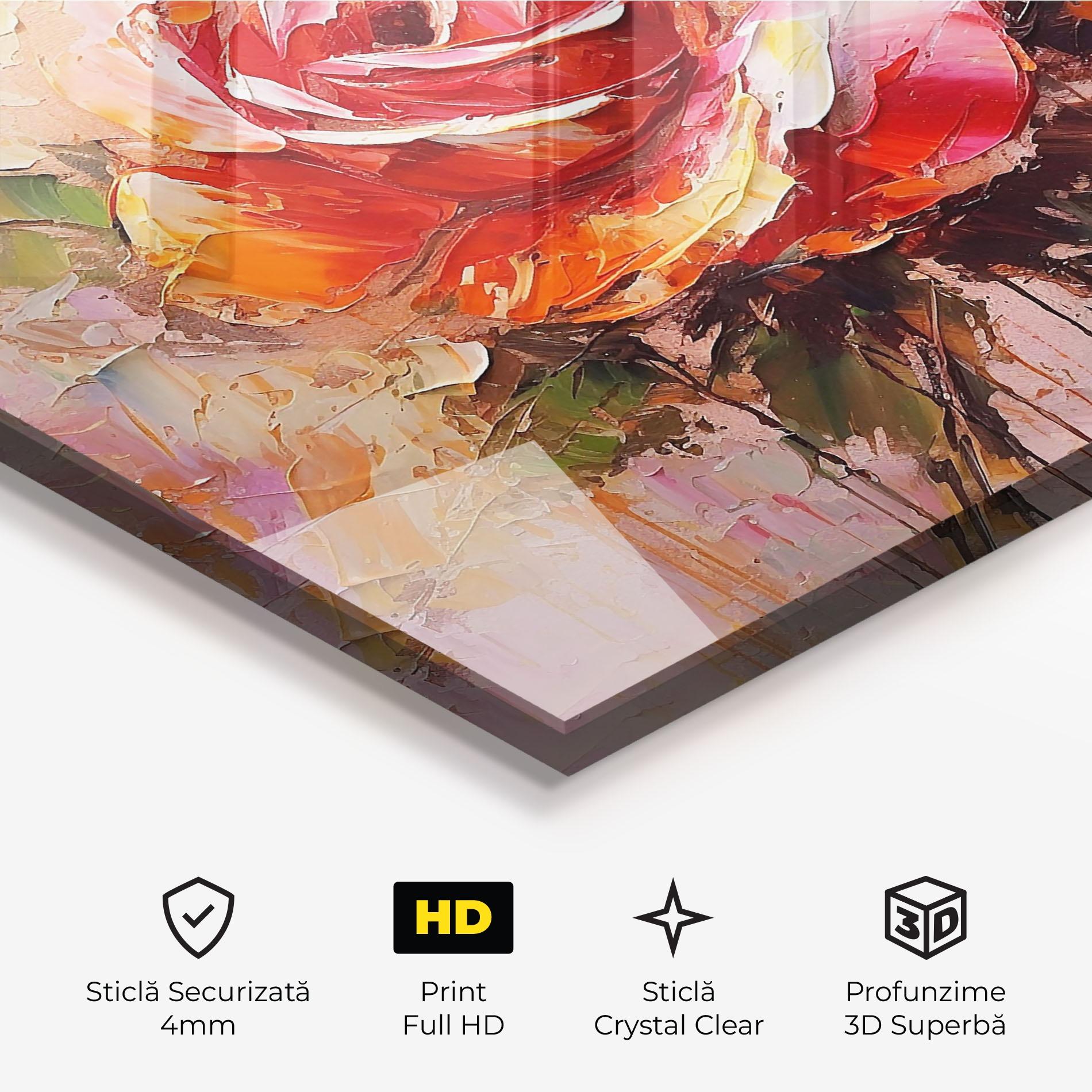 Tablou Sticla Red Pink Orange Art mockup 3