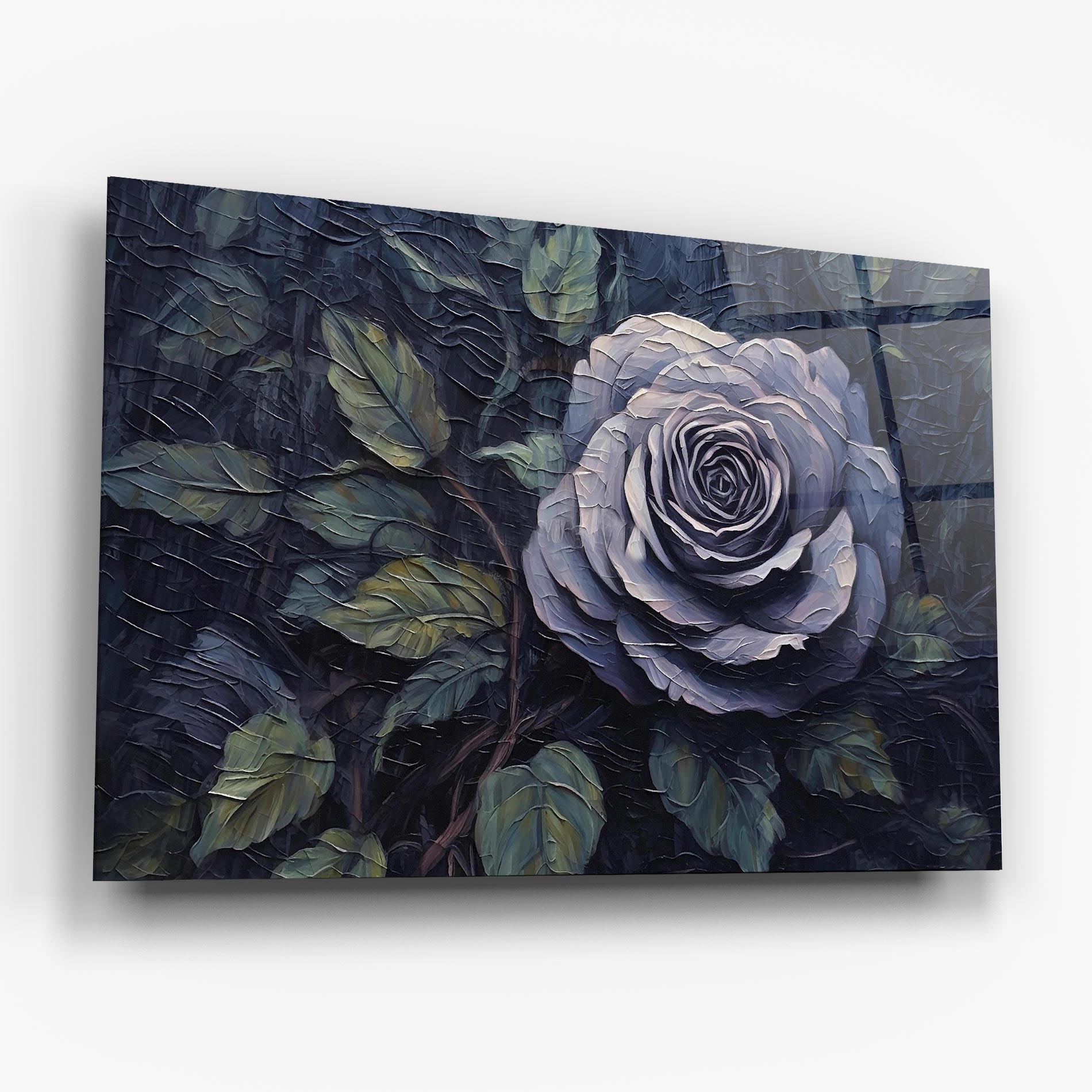 Tablou Sticla Blue Rose Art mockup 6