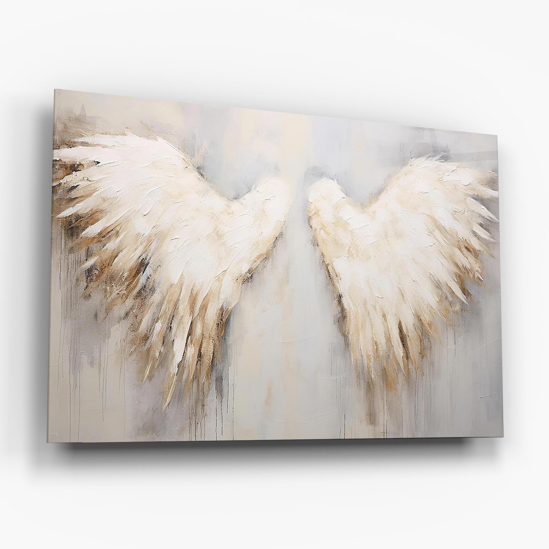 Tablou Sticla Cream White Wings mockup 6