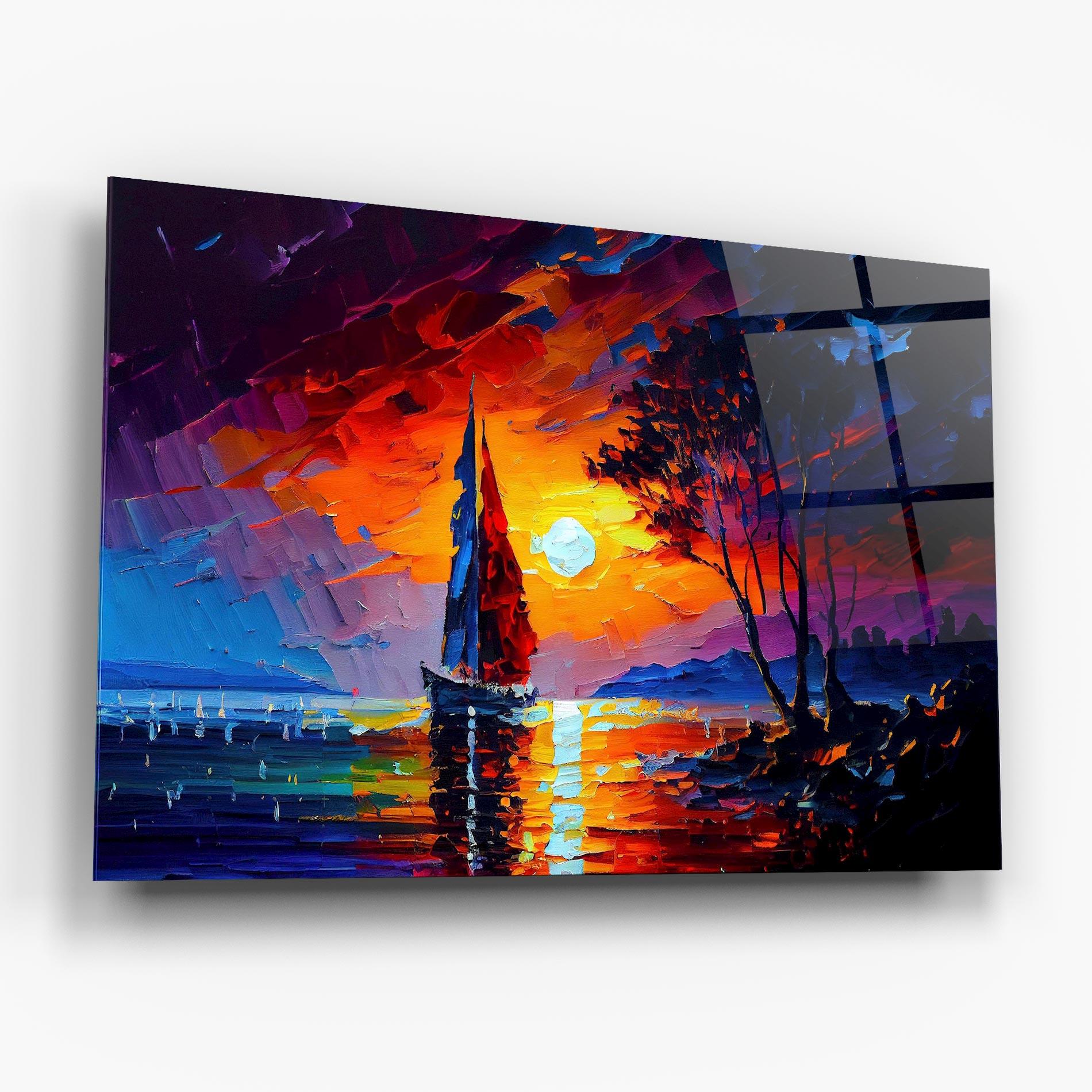 Tablou Sticla Sailboat Painting mockup 6