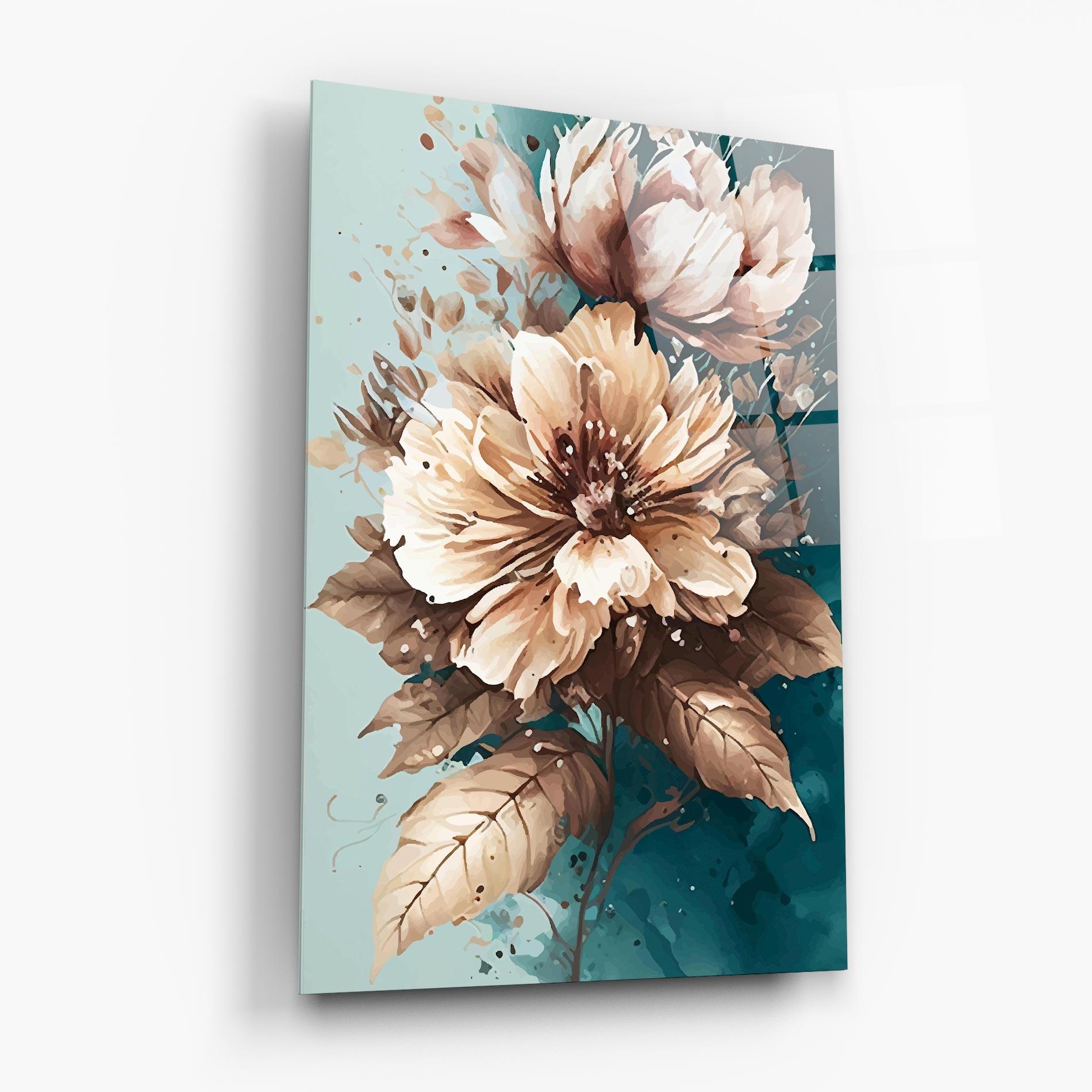 Tablou Sticla Flower Green Watercolor mockup 6