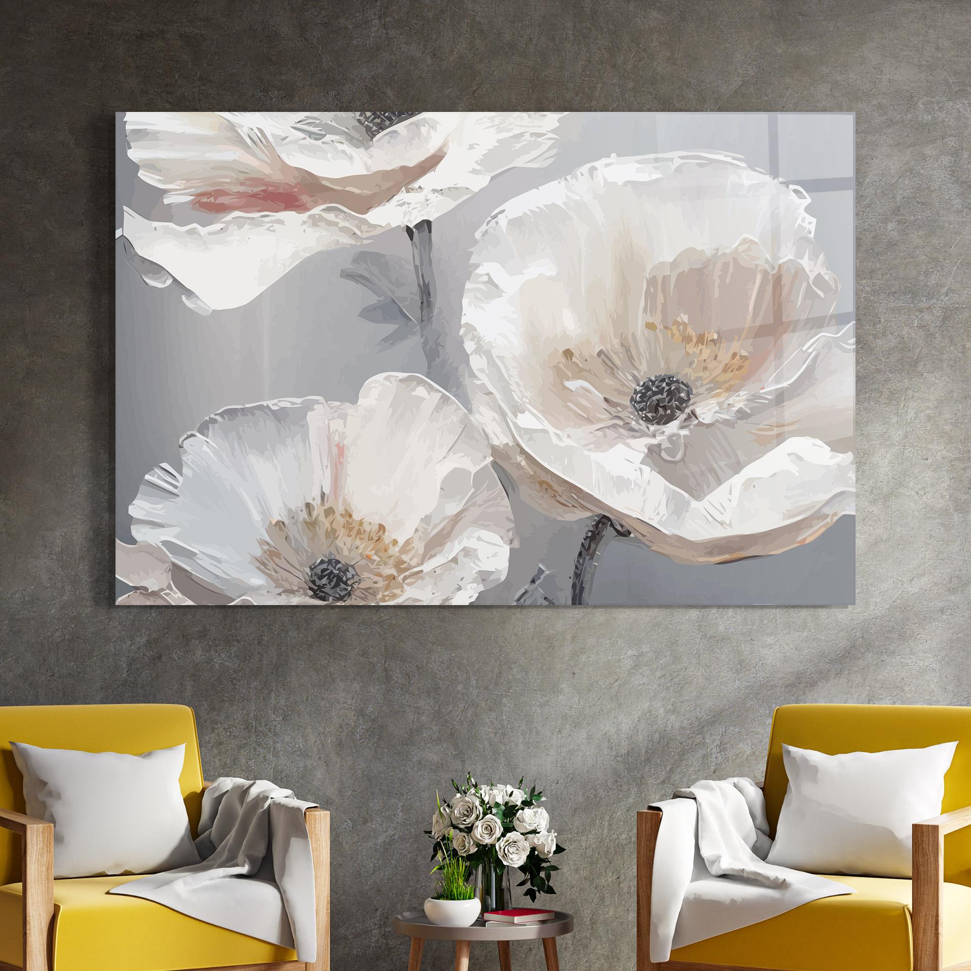 Tablou Sticla Cream Mix Flower mockup 4