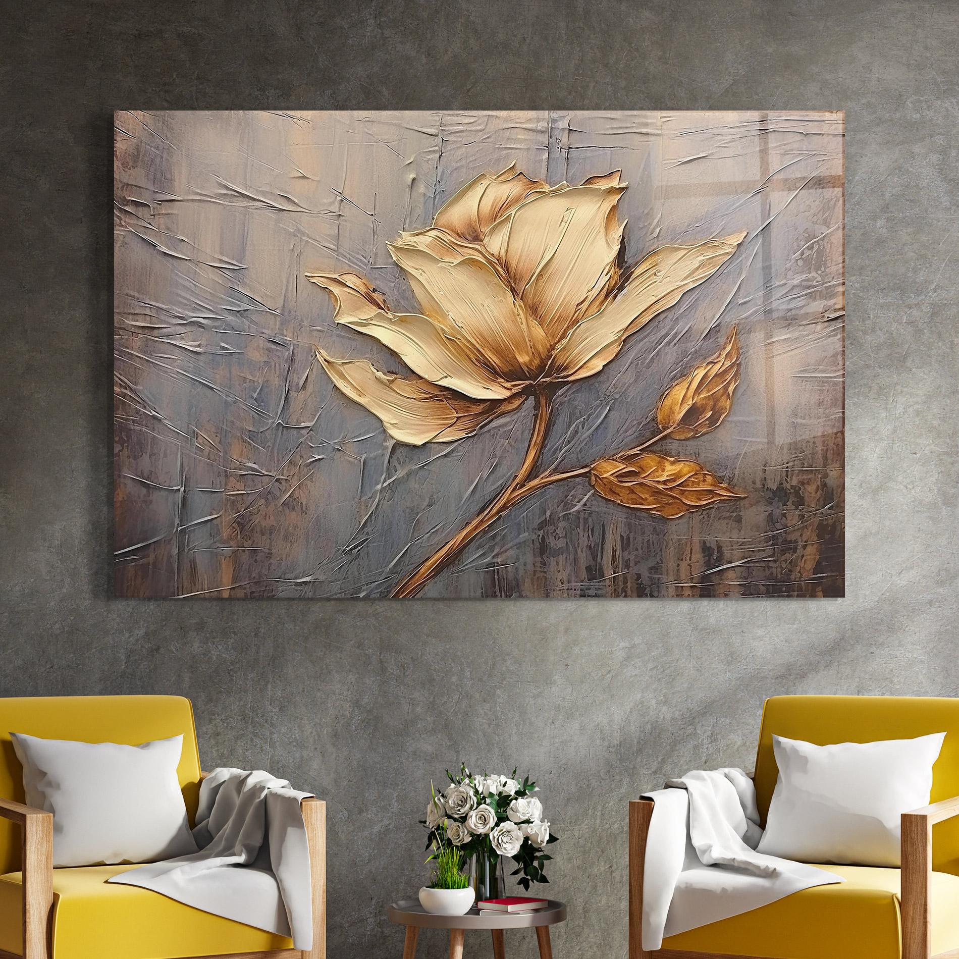 Tablou Sticla Cream Rose On Blue mockup 4