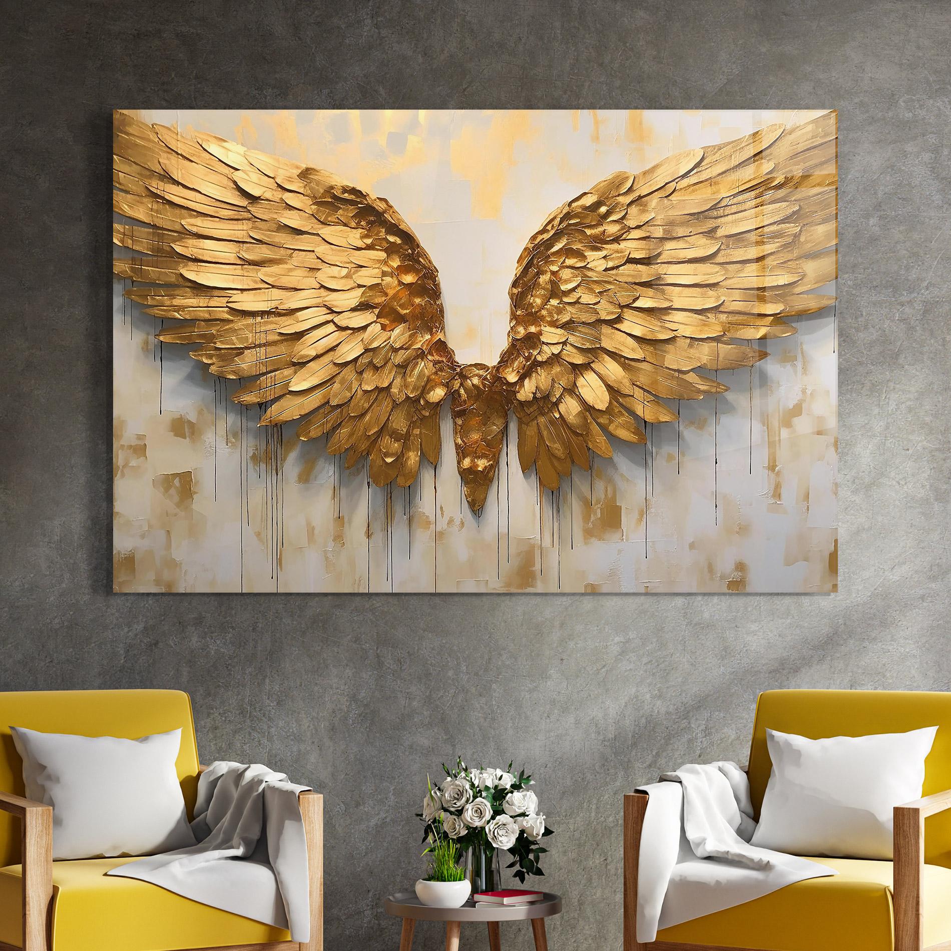 Tablou Sticla Golden Wings Art mockup 4