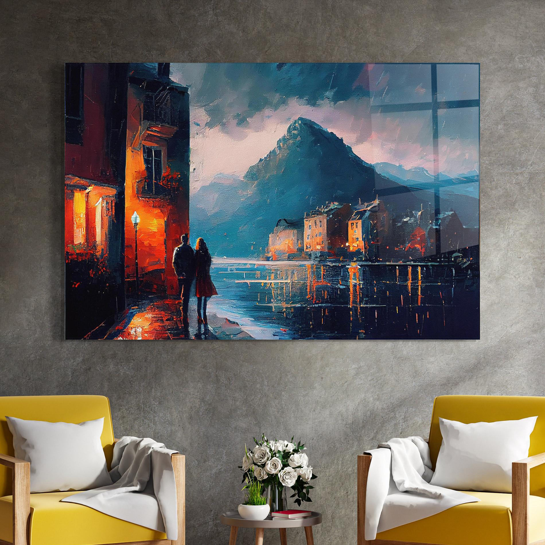 Tablou Sticla Mountain Couple Art mockup 4