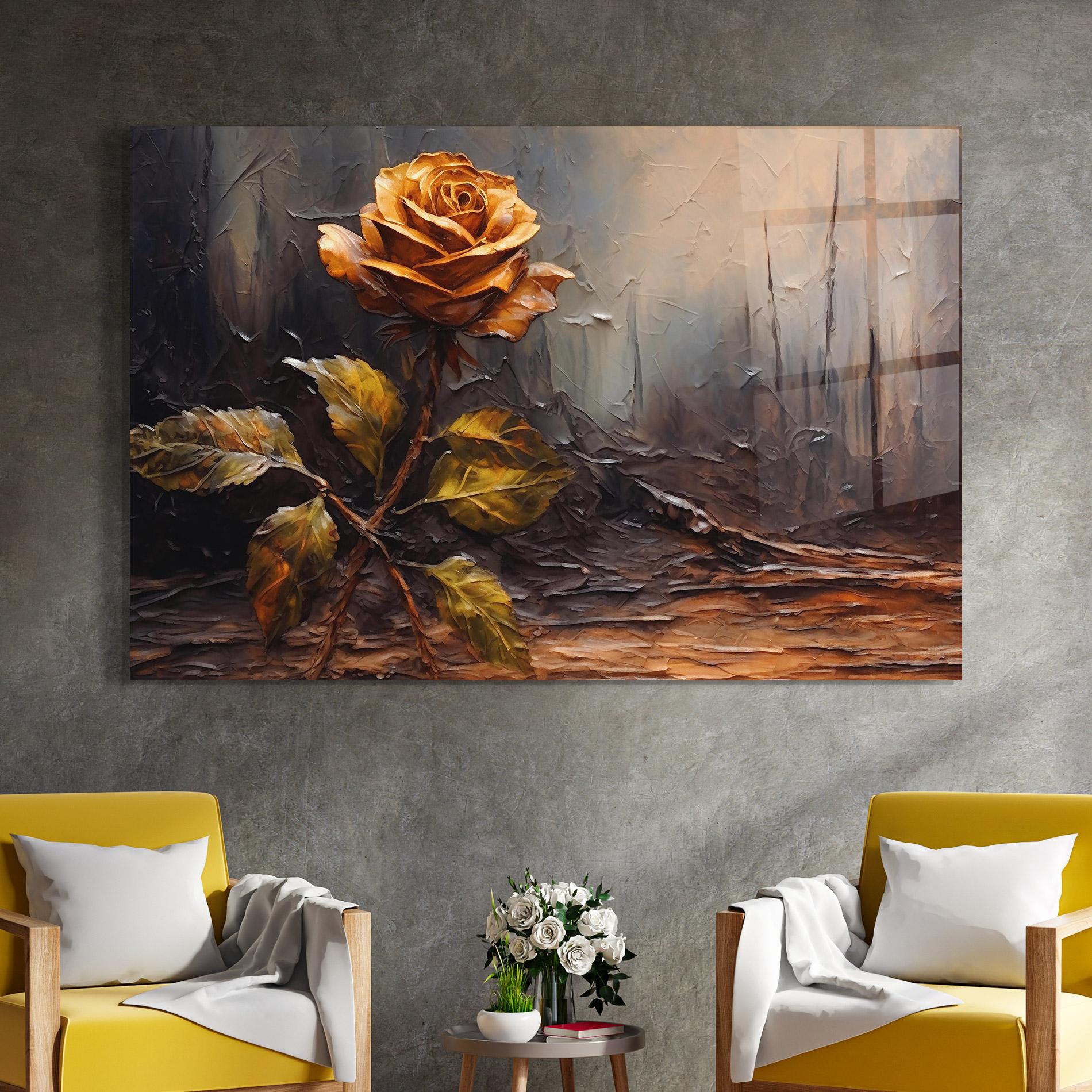 Tablou Sticla Orange Rose Art mockup 4