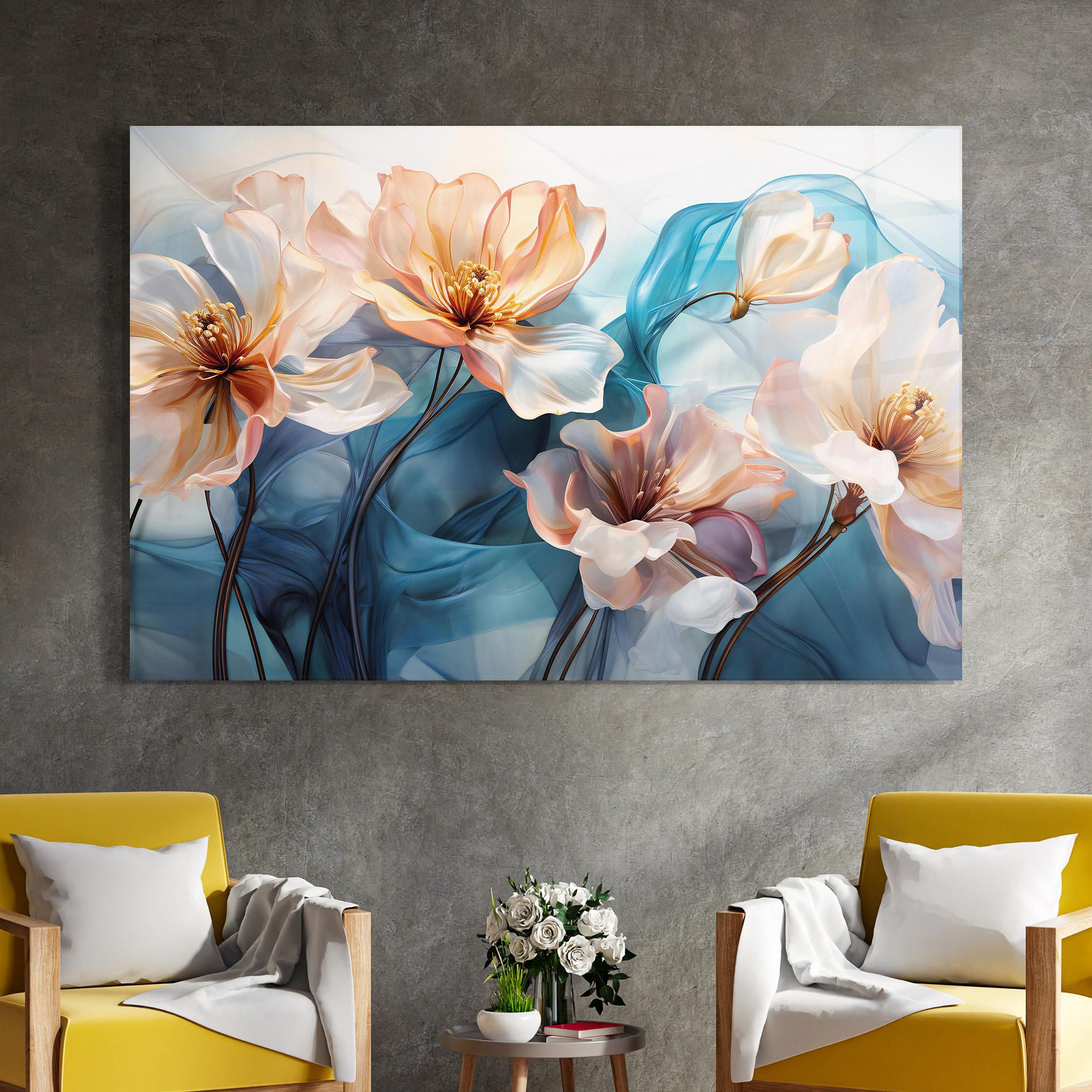 Tablou Sticla Pink Flowers Floating mockup 4