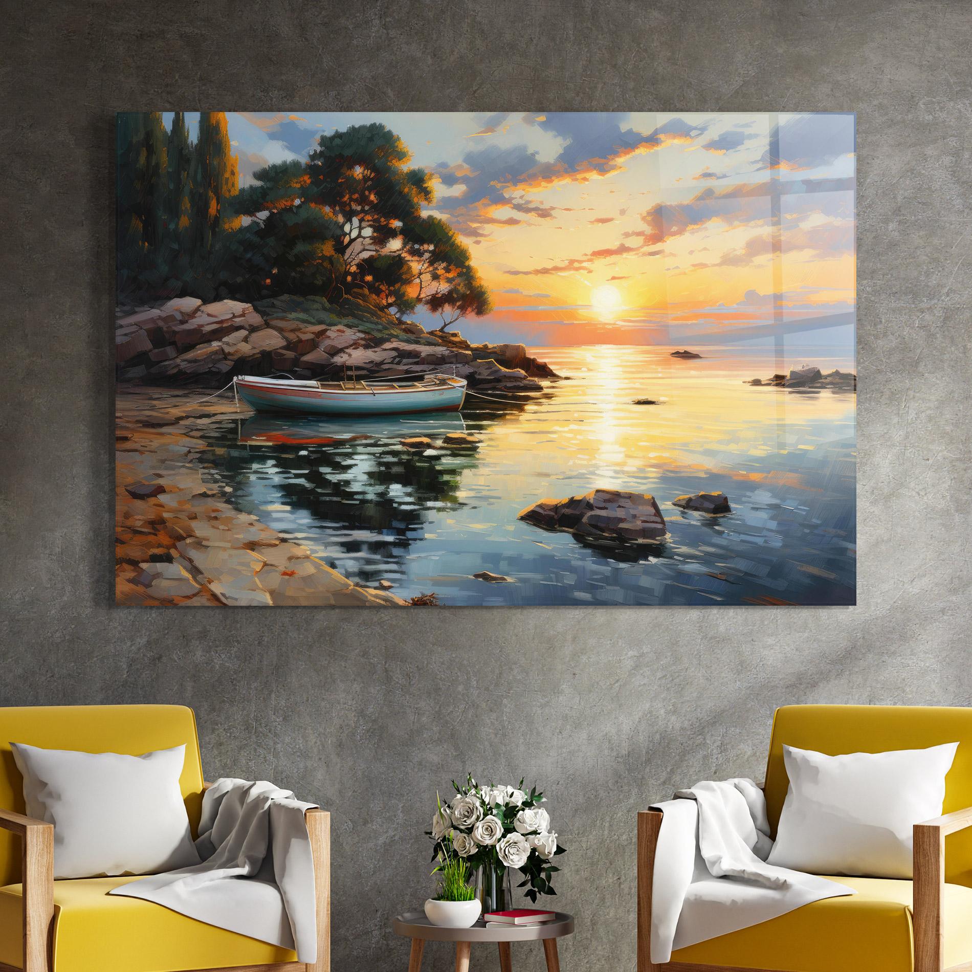 Tablou Sticla Sunset Sea Art mockup 4