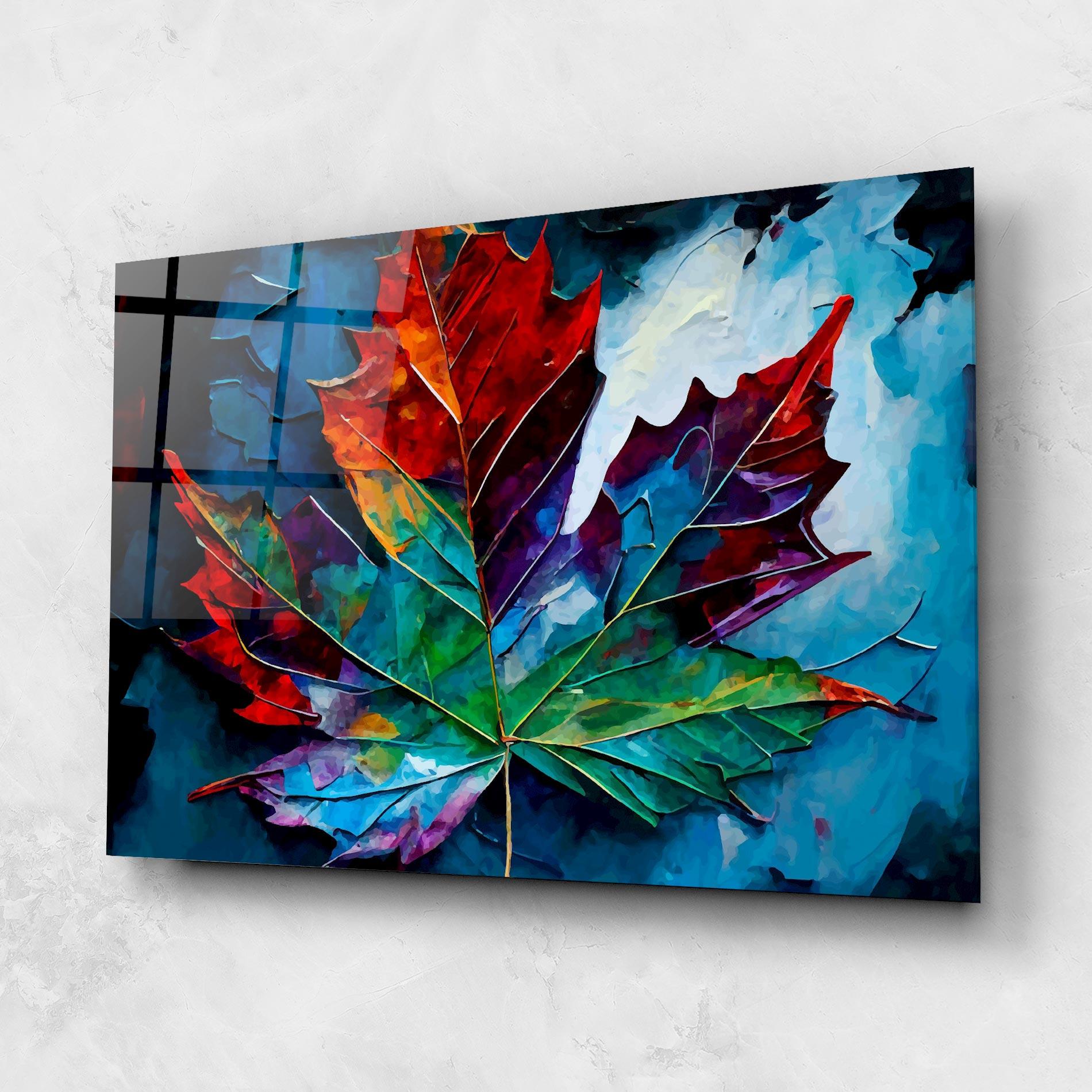 Tablou Sticla Colorful Leaf Mix mockup 1