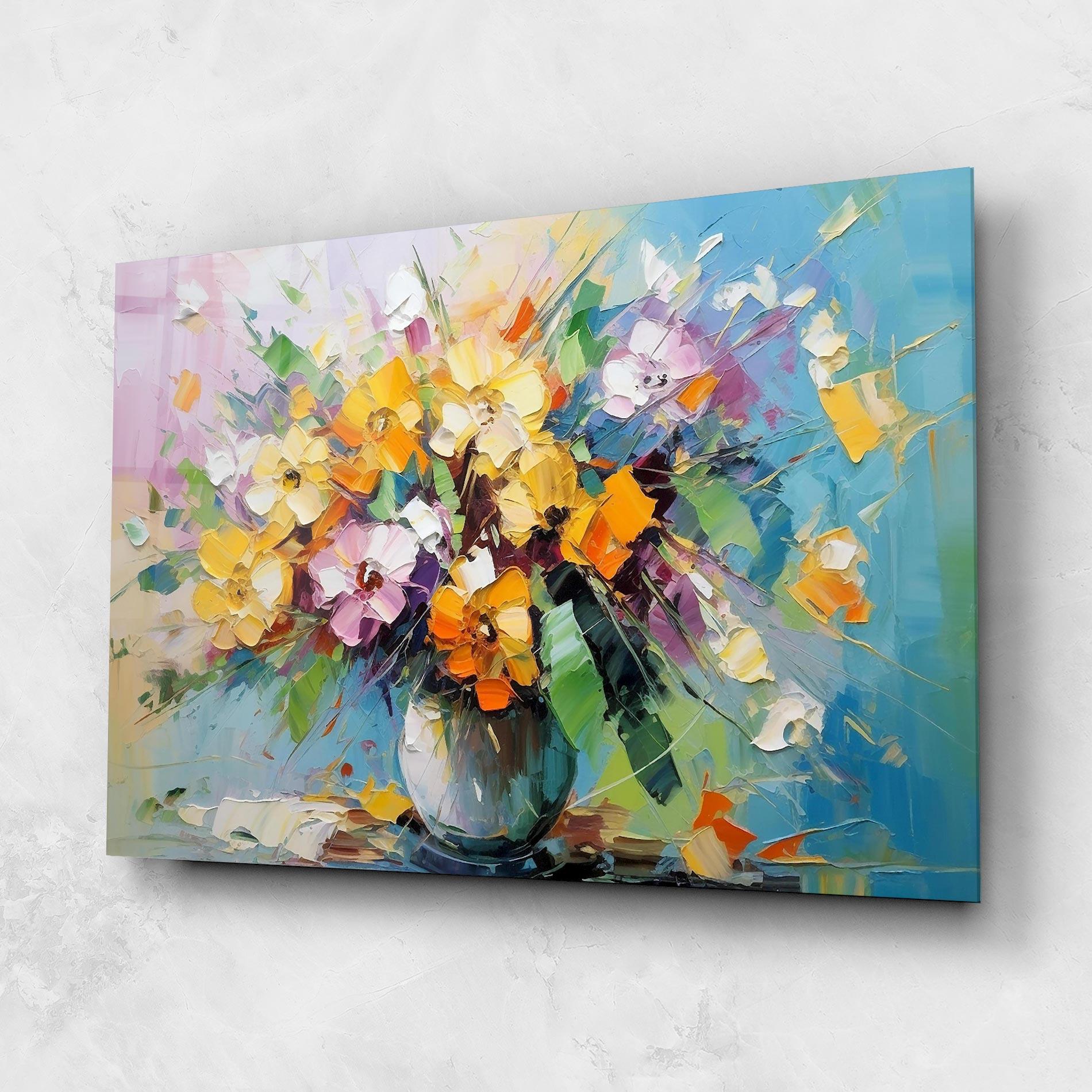 Tablou Sticla Colorfull Flowers Painting mockup 1