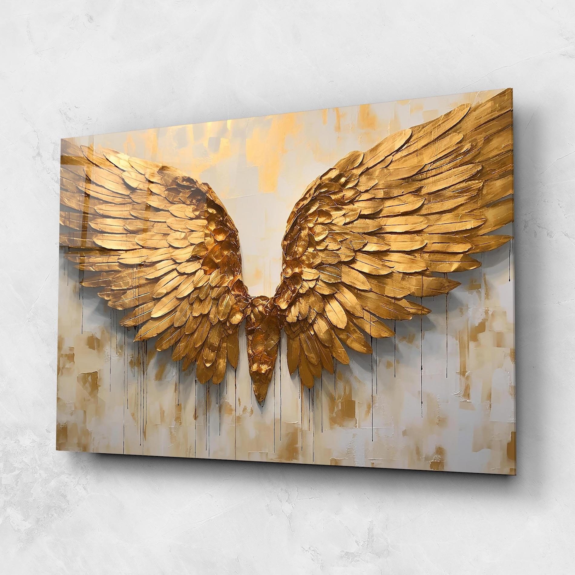 Tablou Sticla Golden Wings Art mockup 1