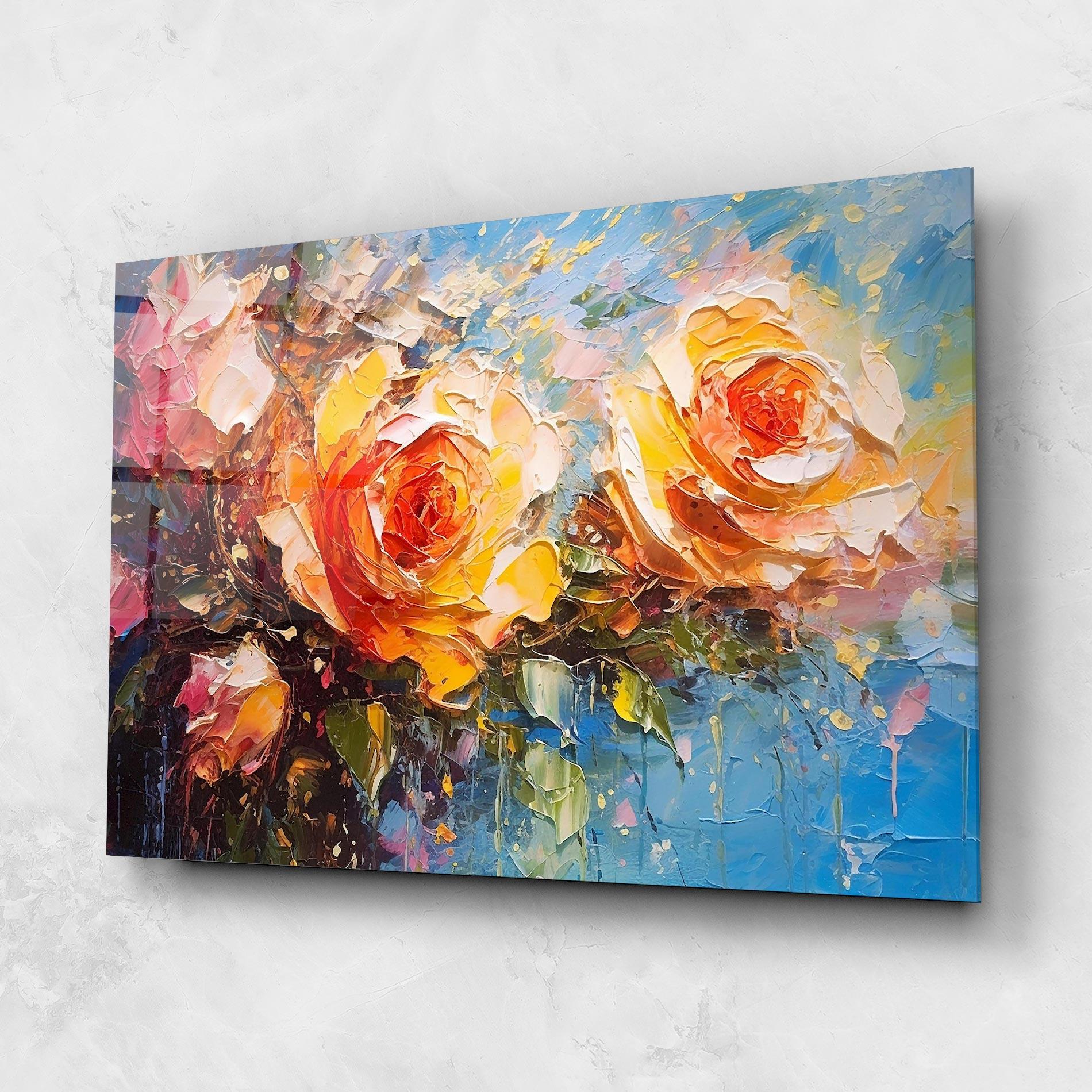 Tablou Sticla Orange Roses Painting mockup 1