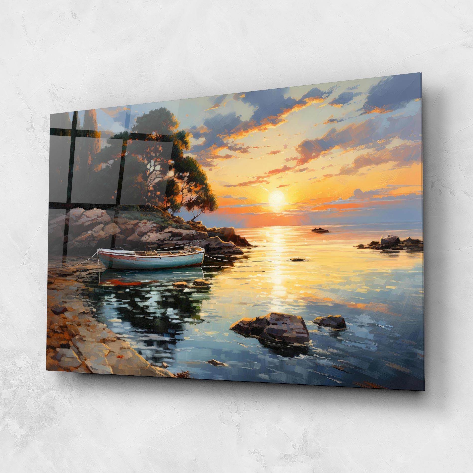 Tablou Sticla Sunset Sea Art mockup 1