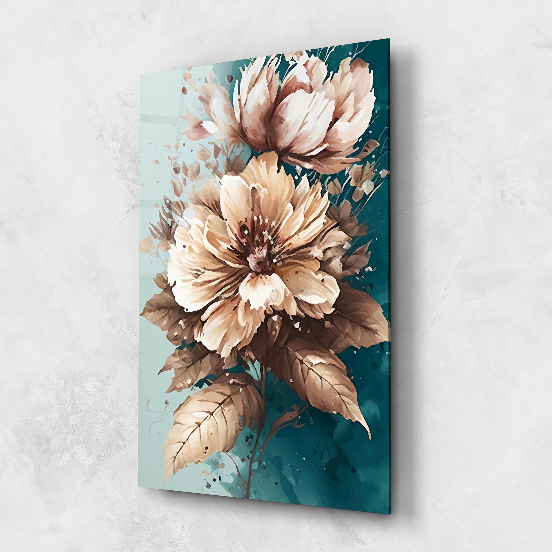 Tablou Sticla Flower Green Watercolor mockup 1