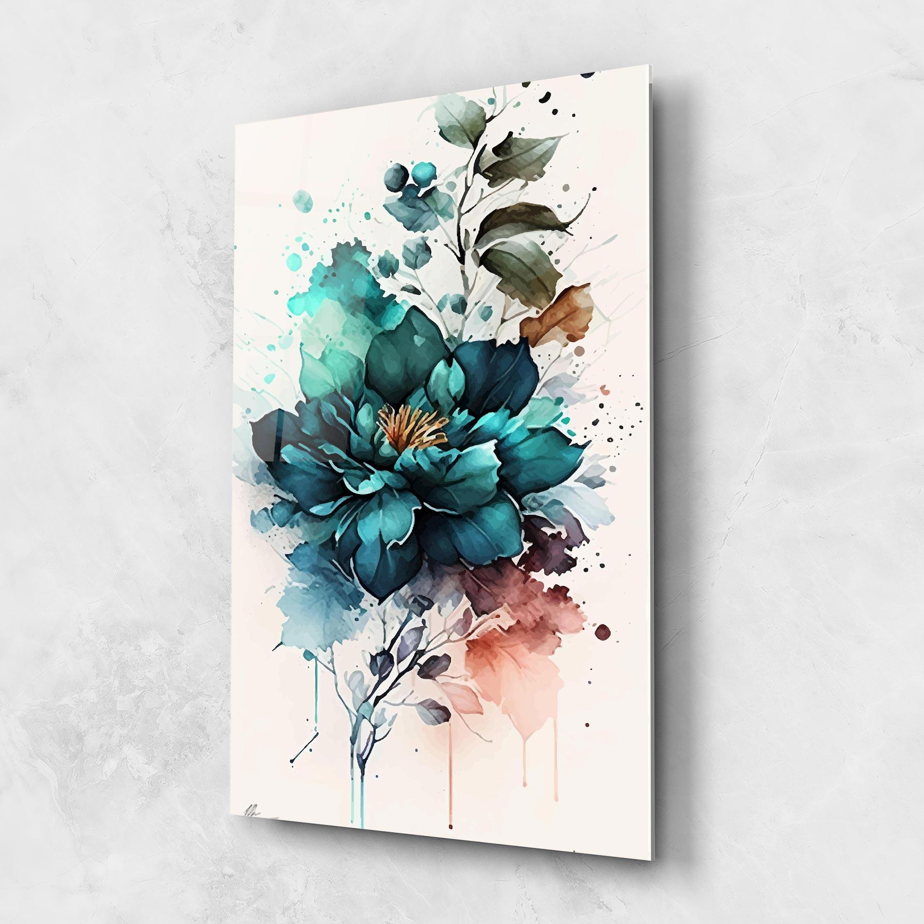 Tablou Sticla Flower Watercolor mockup 1