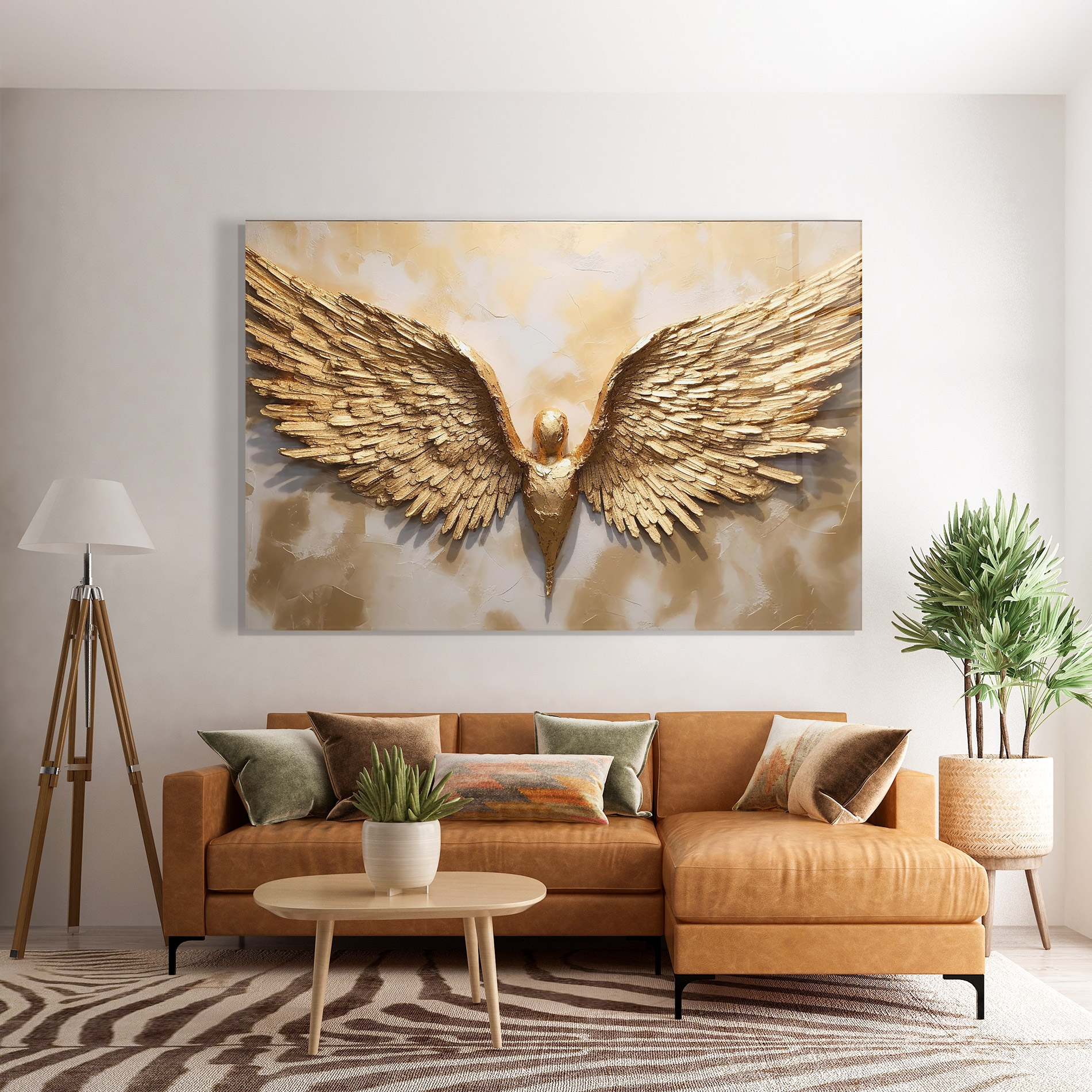 Tablou Sticla Beautiful Gold Wings