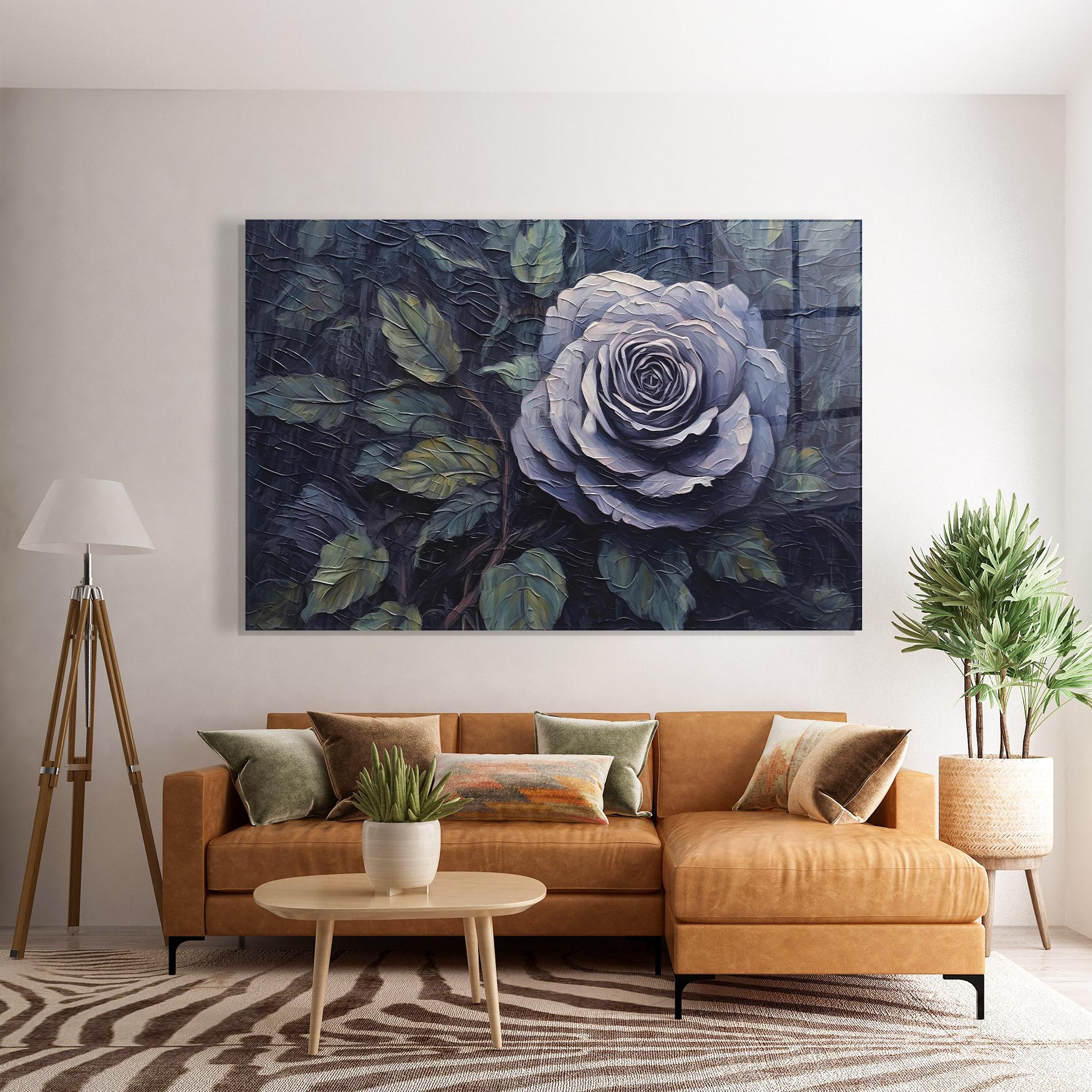 Tablou Sticla Blue Rose Art mockup 7