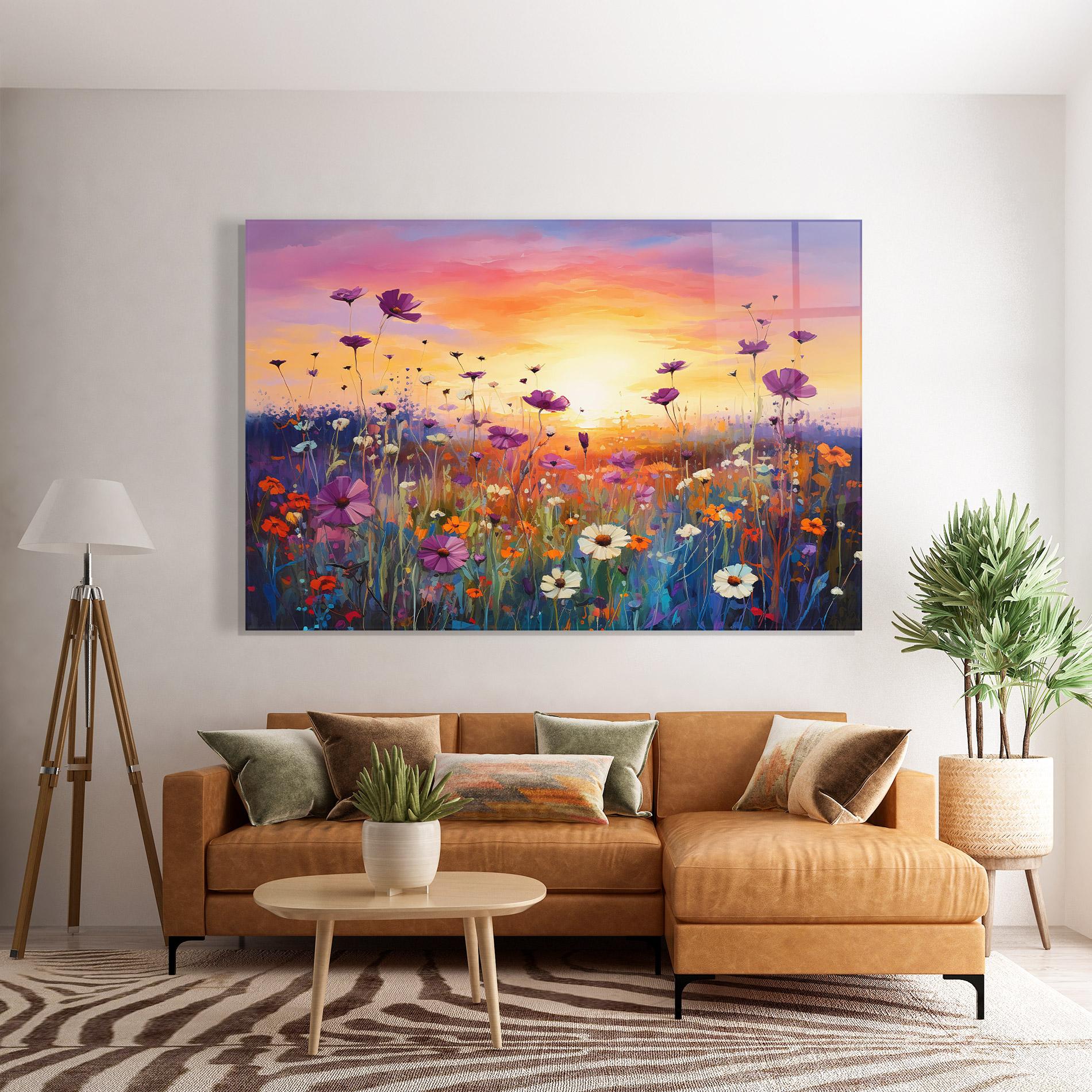 Tablou Sticla Dreamy Field Flowers mockup 7